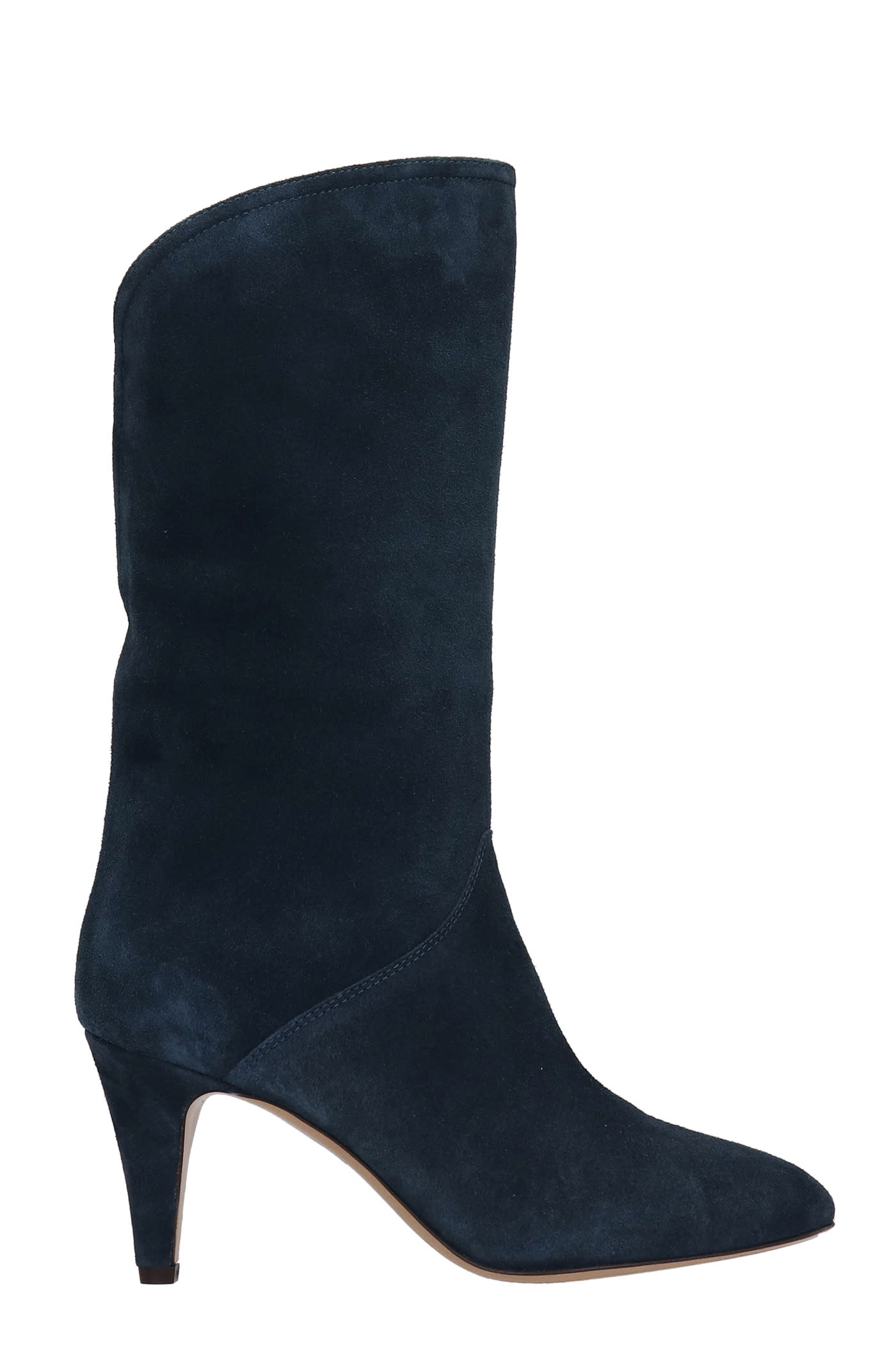 Isabel Marant Leye High Heels Ankle Boots In Petroleum Suede