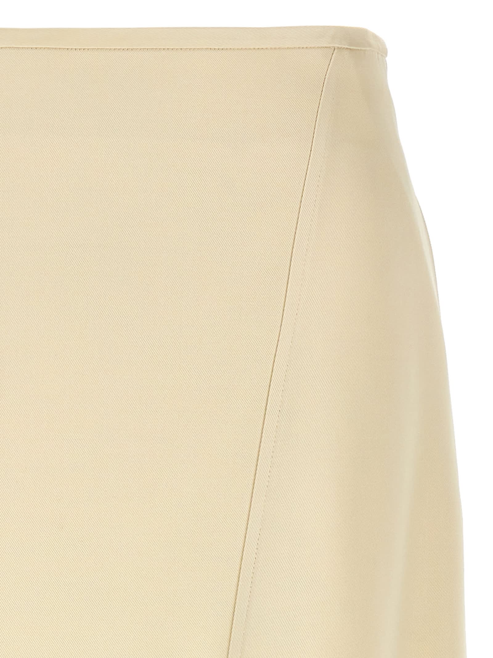 Jil Sander High-waisted Midi Skirt Asymmetric Hem In White