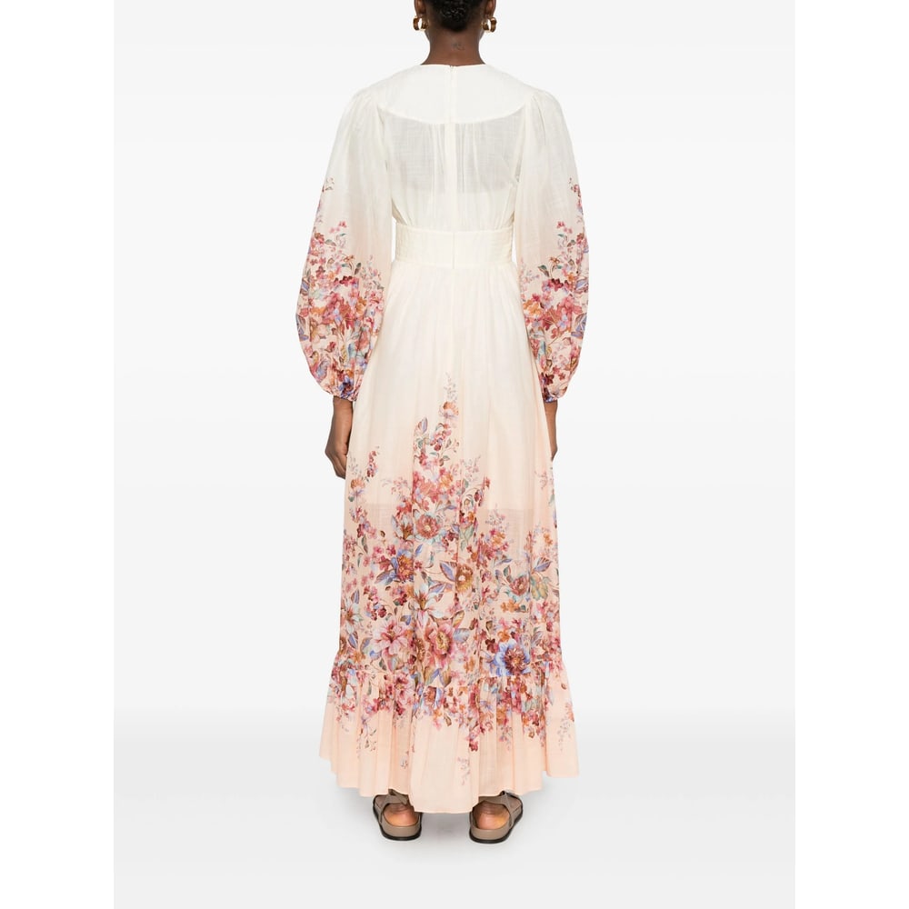 Zimmermann Womens Awaken Plunge Cotton-poplin Maxi Dress Ivory Floral In Metallic