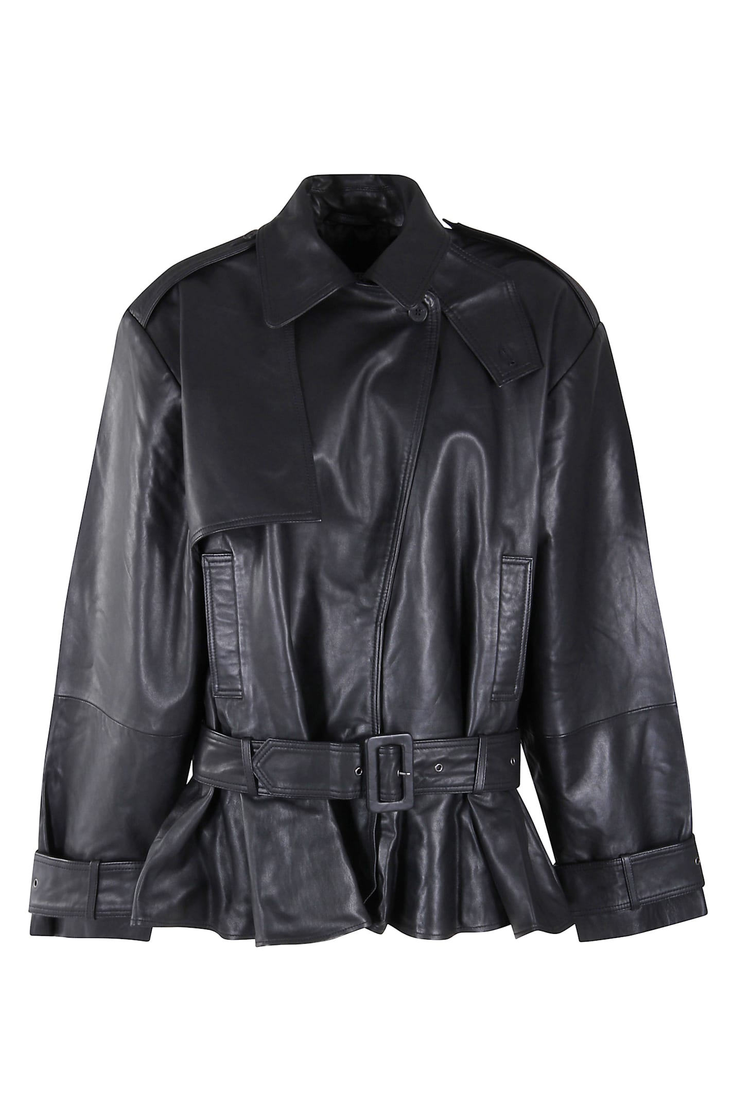 Rotate Birger Christensen Rotate Birgerchristensen Black Leather Biker Jacket In Black