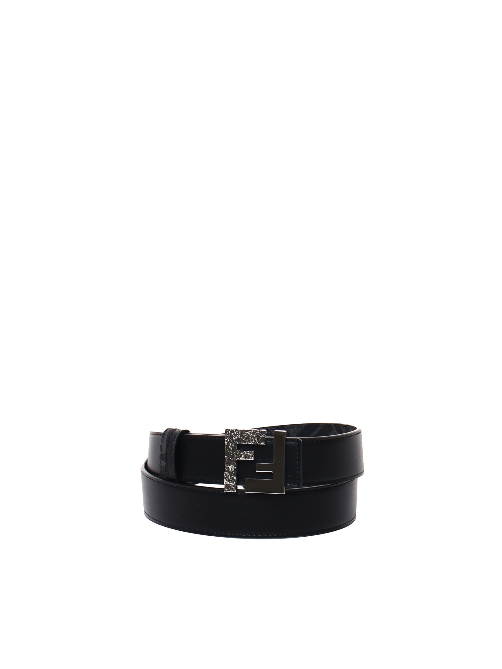 Shop Fendi Squared Ff Belt In Black