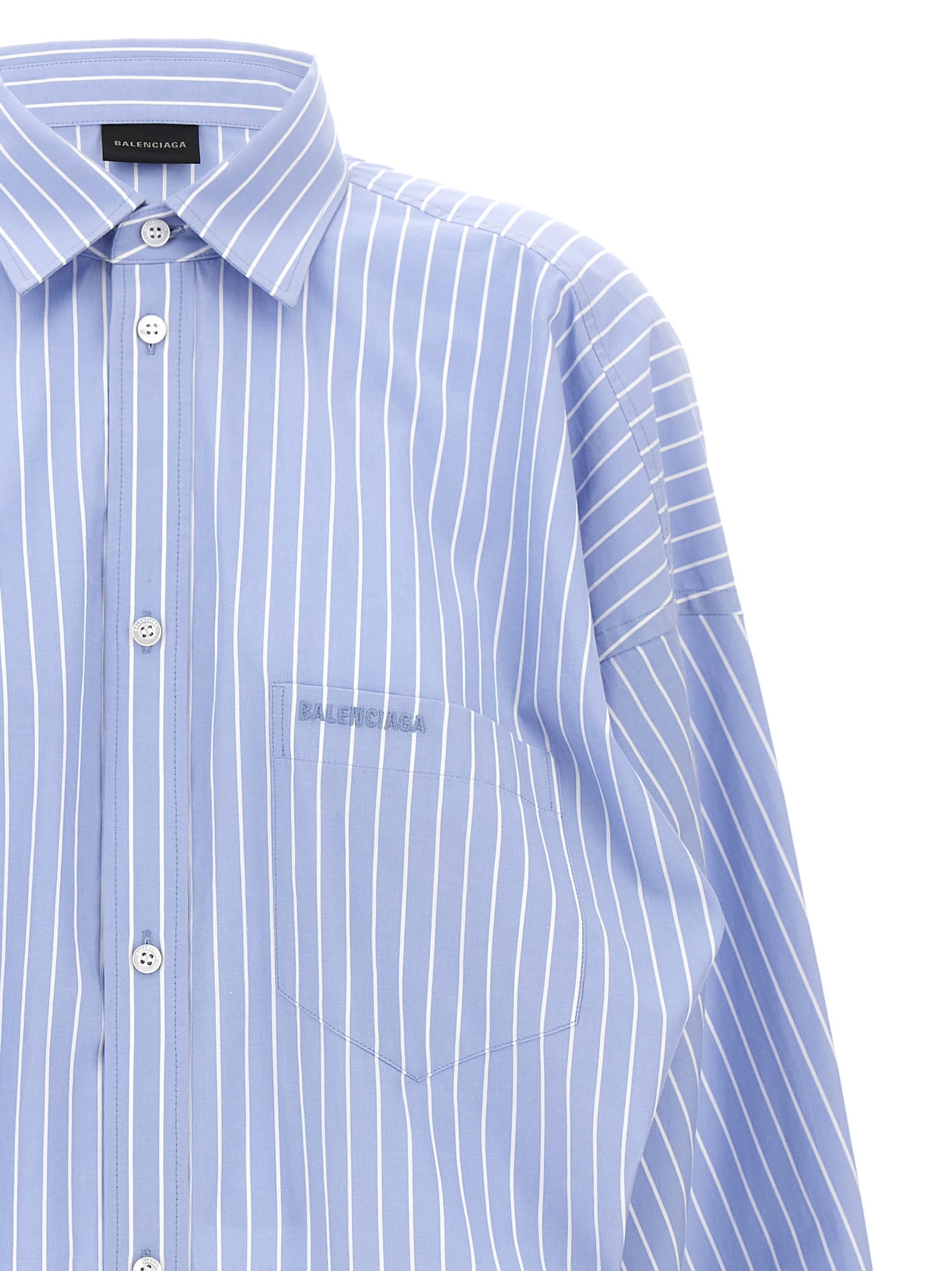 Shop Balenciaga Asymmetric Shirt In Light Blue