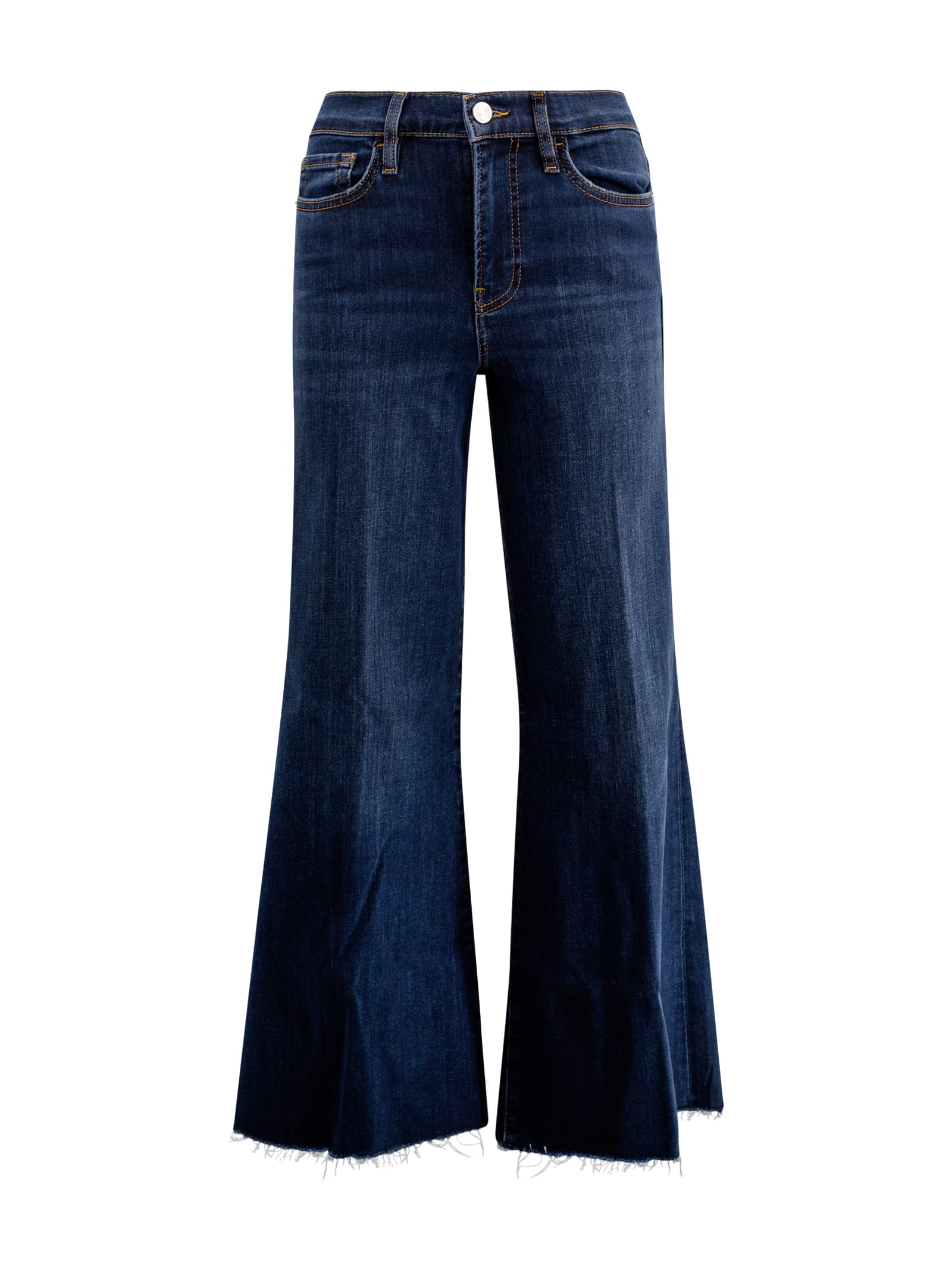 Cropped Wide-leg Frayed Jeans
