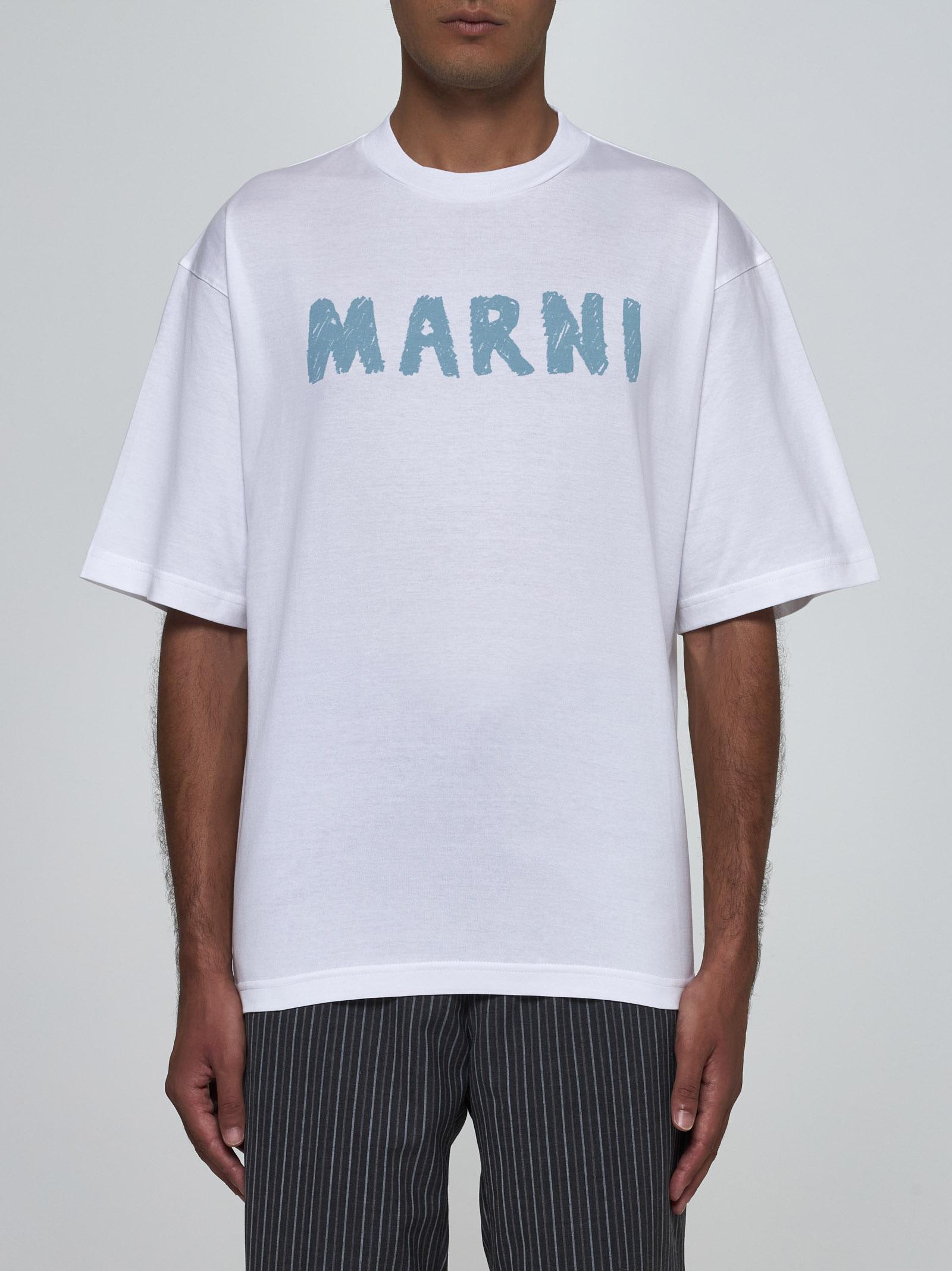 Shop Marni Logo Cotton T-shirt In White