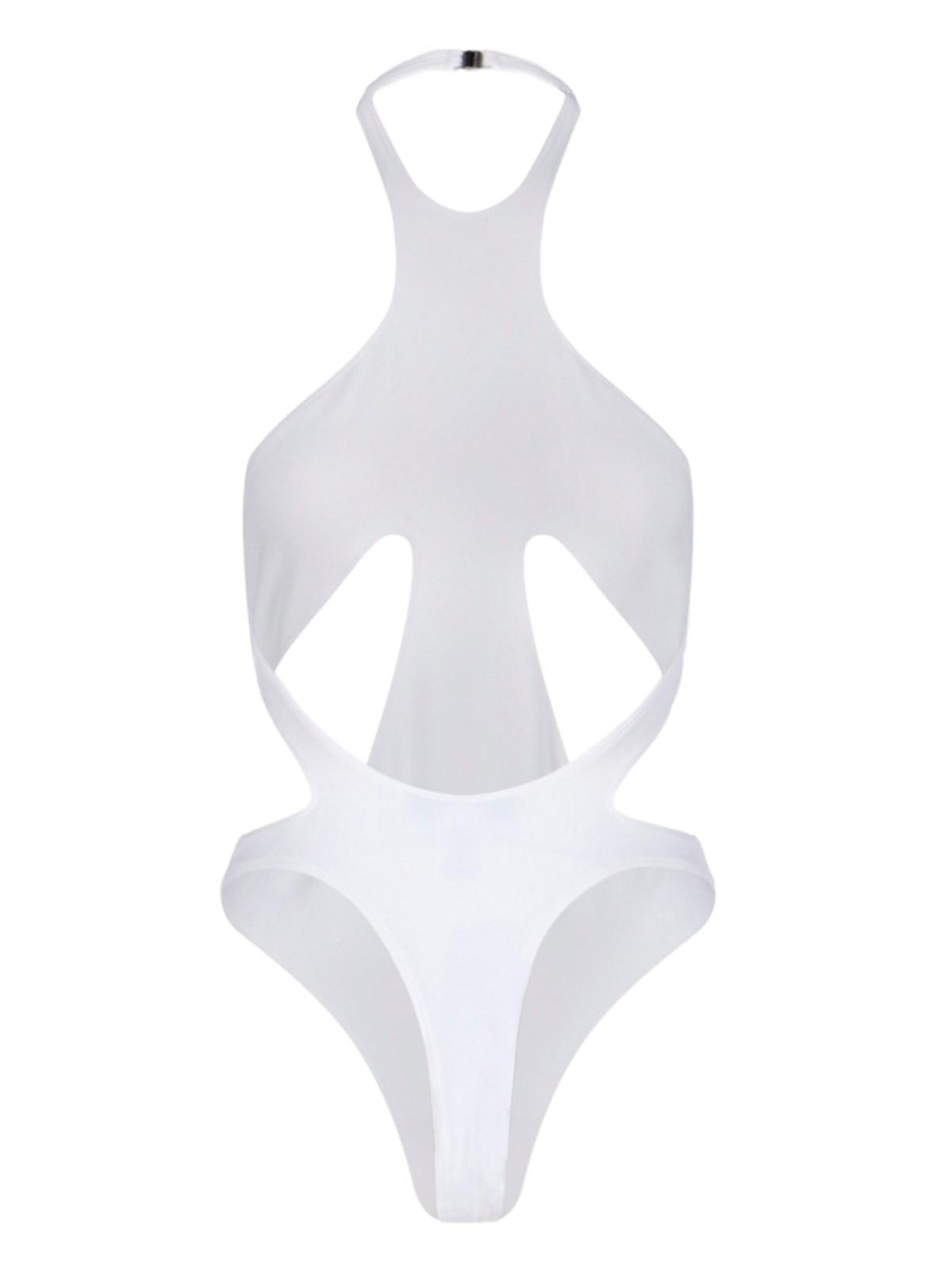 Shop Mugler One-piece Swimsuit With Cutout Details In Snow