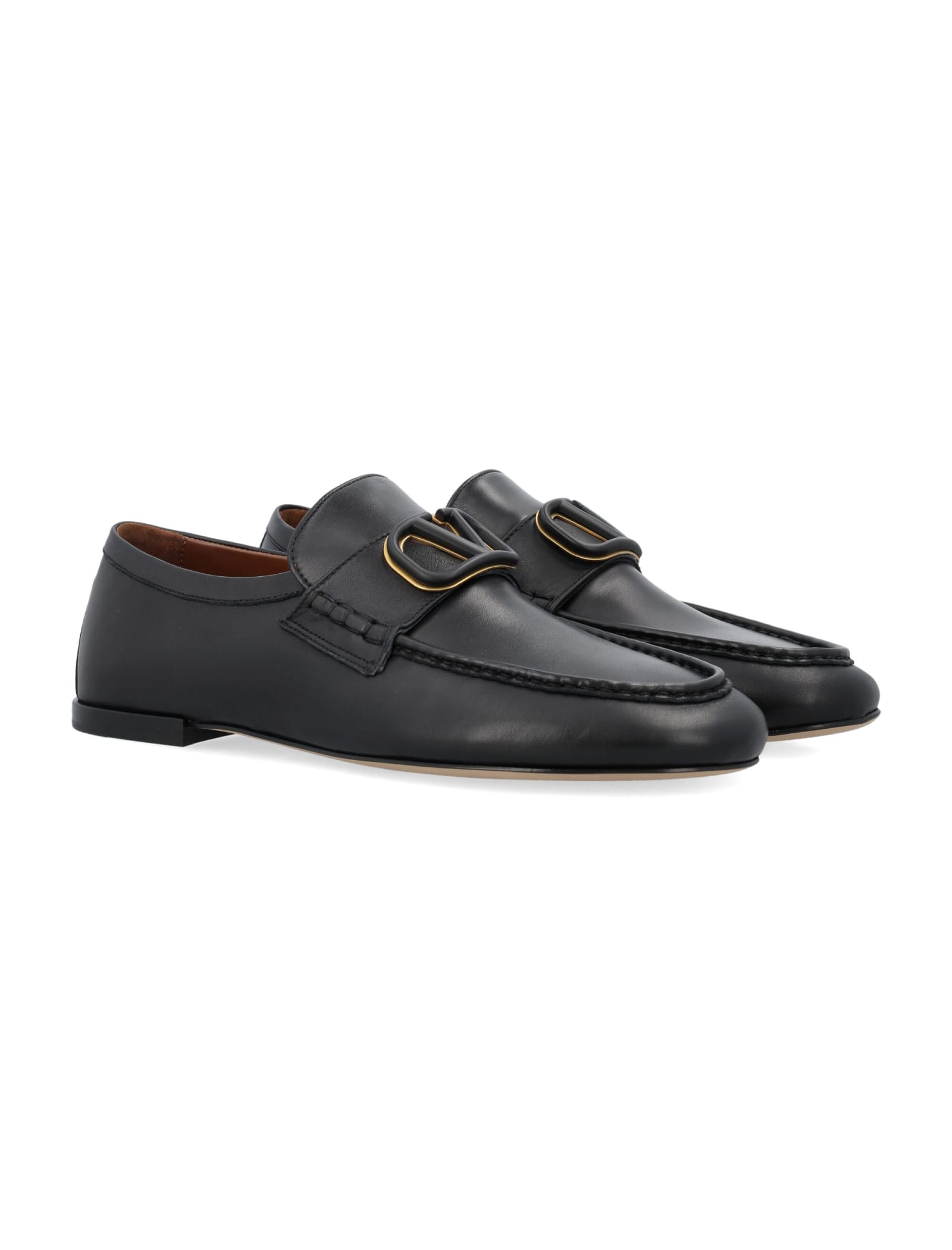 Shop Valentino Vlogo Signature Calfskin Nappa Loafer In Black