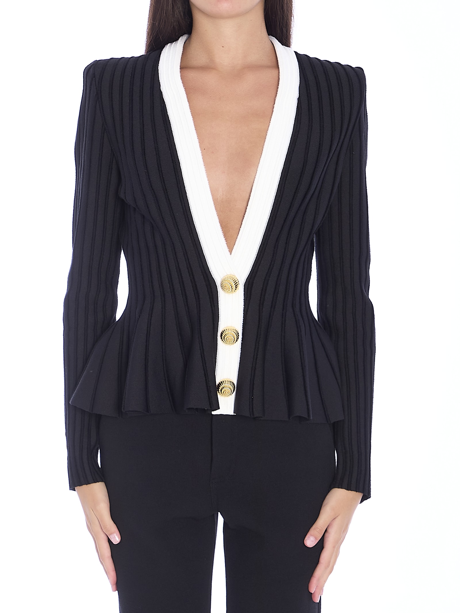 Shop Balmain Velvet Knit Jacket In Black