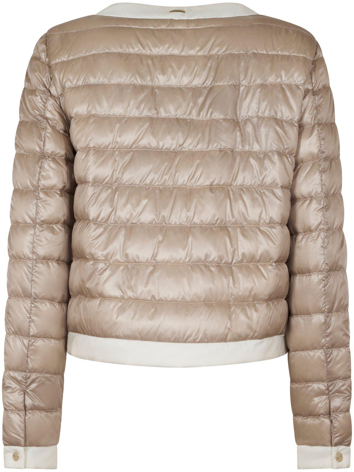 Herno Quilted Jacket With Contrast Trim And Long Sleeves In Chantilly