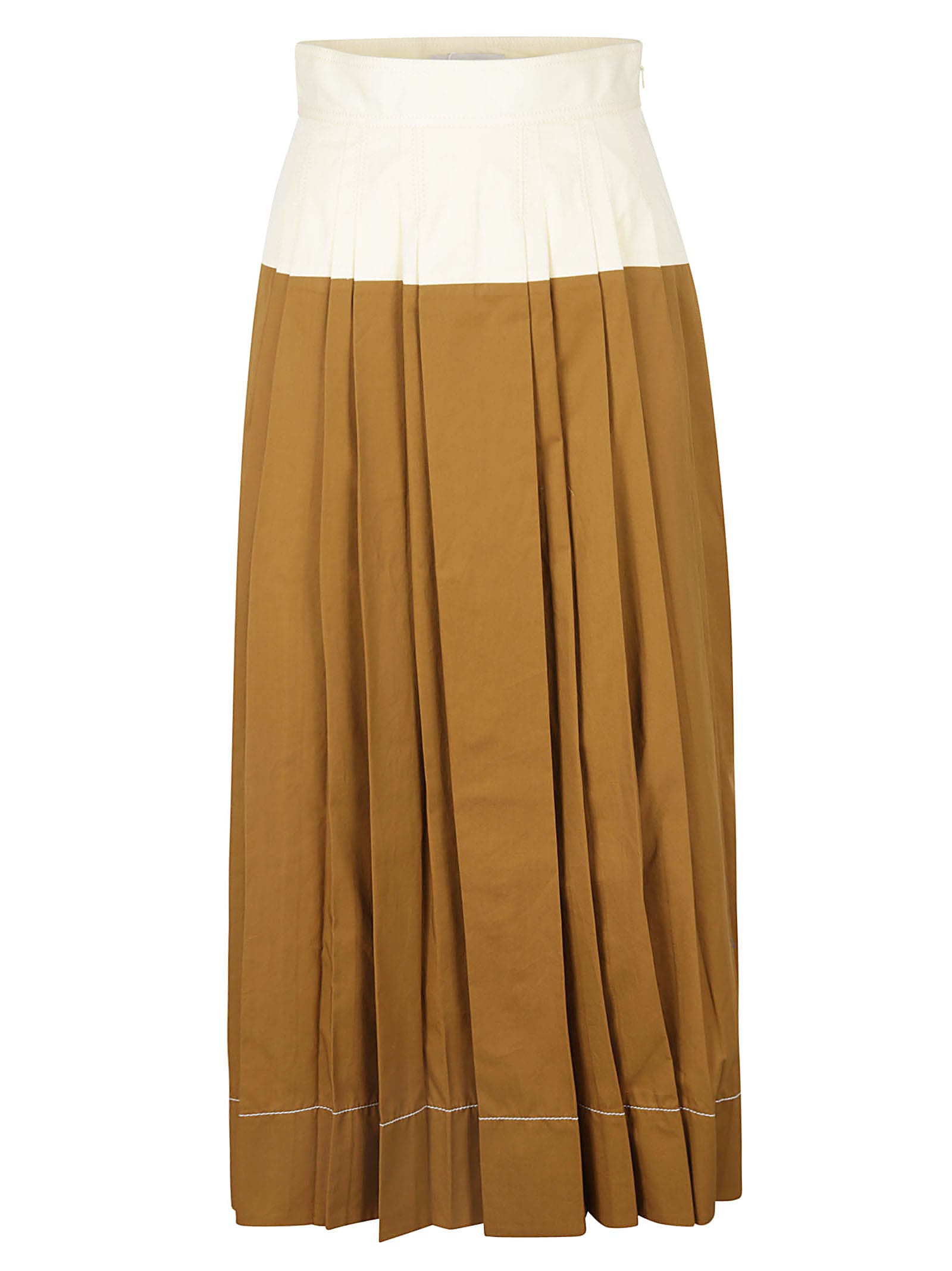 Tory Burch Cotton Poplin Pleated Skirt