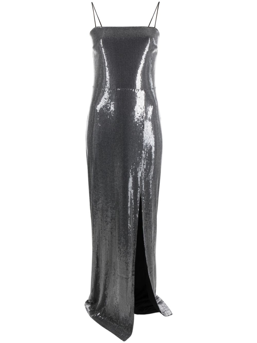 Shop Rotate Birger Christensen Sequin Maxi Slit Dress In Black