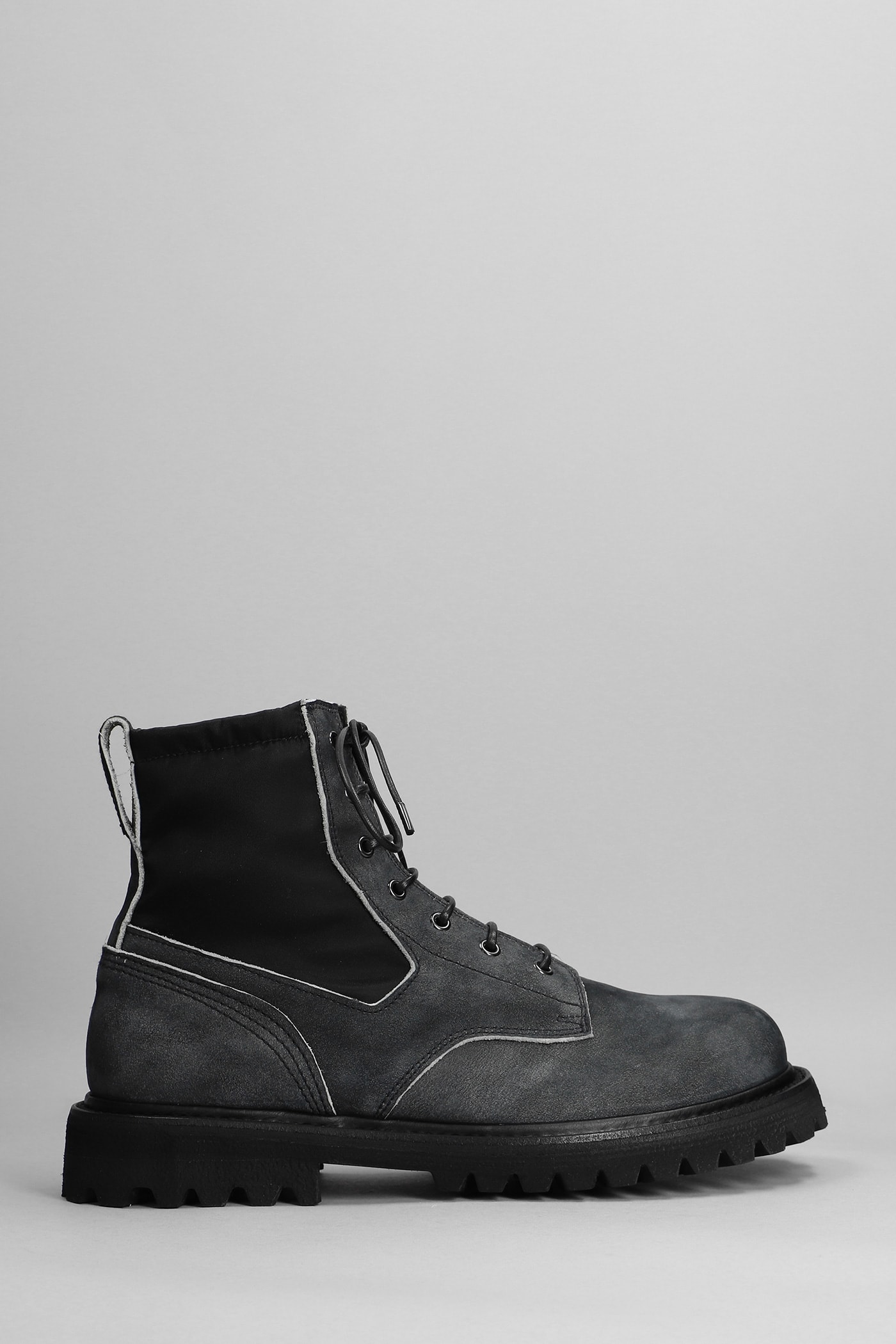 Premiata Combat Boots In Black Synthetic Fibers