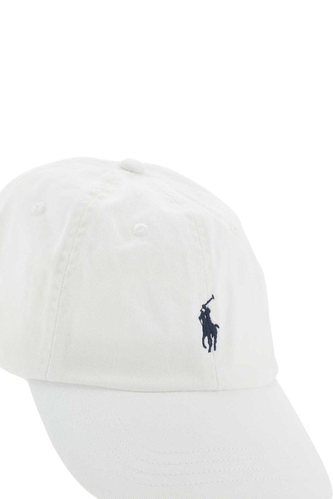 Shop Polo Ralph Lauren Logo Embroidered Curved Peak Baseball Cap  In White