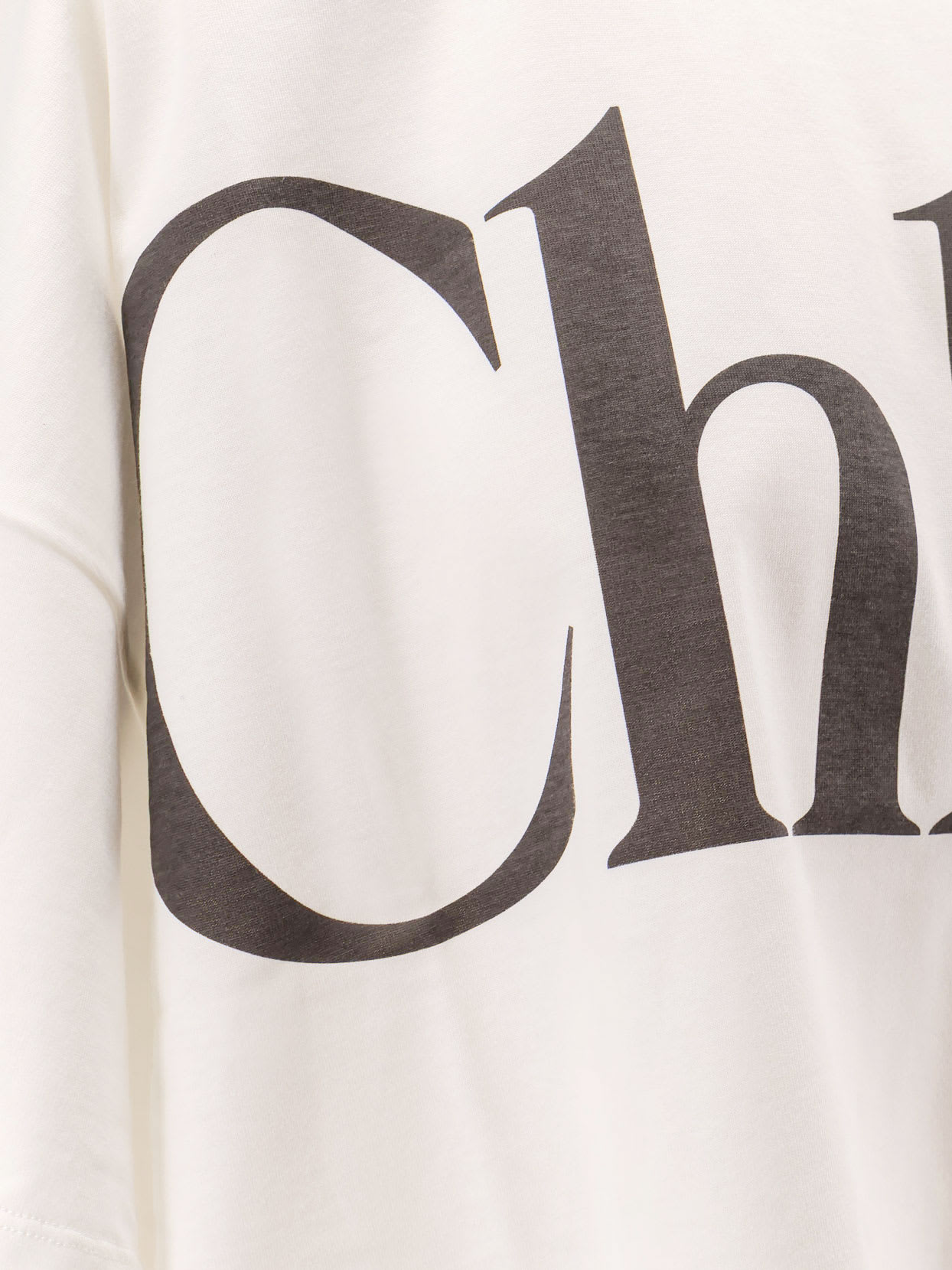 Chloé White Cropped T-shirt With Logo Lettering Print In Cotton Woman
