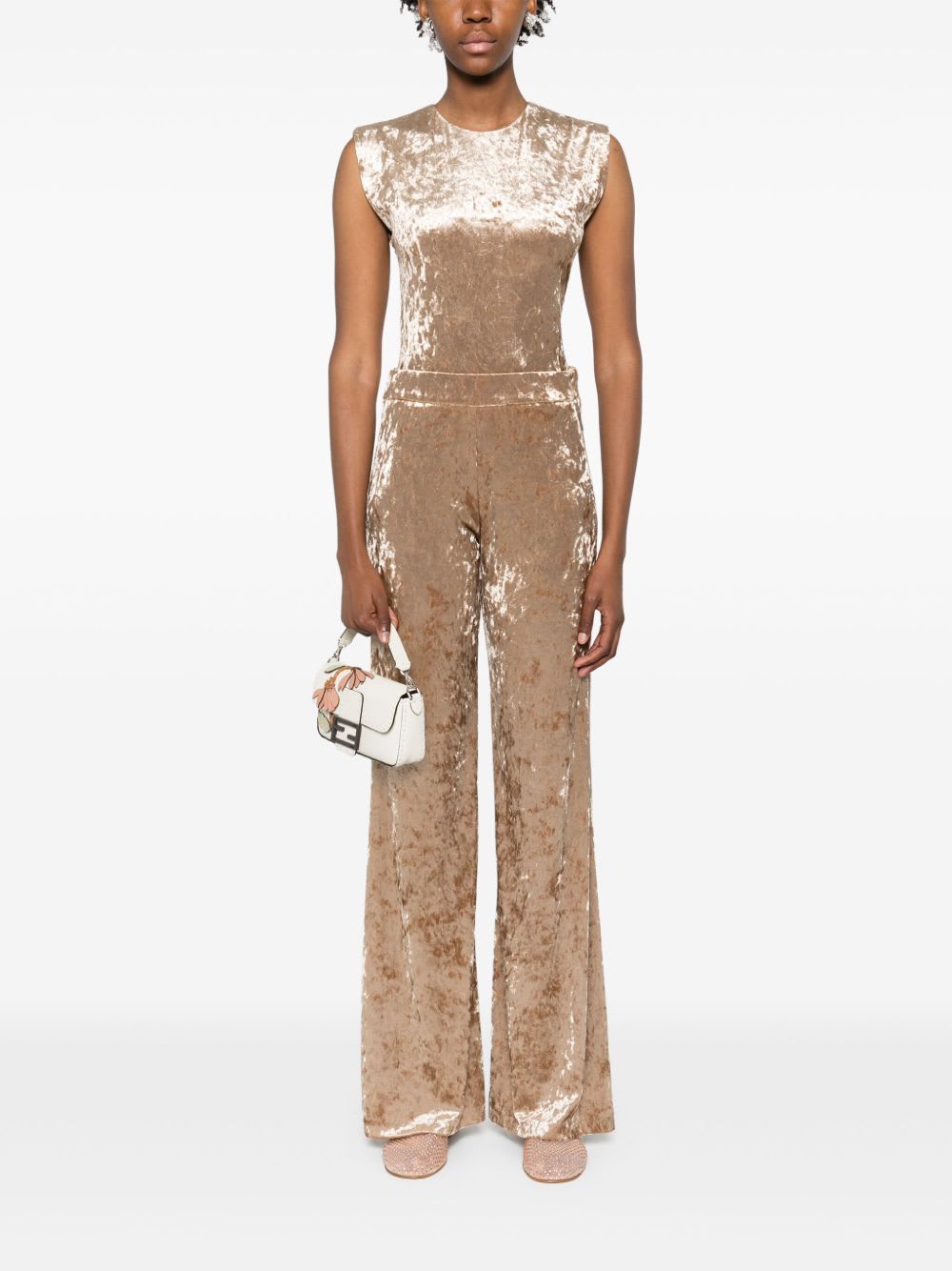 Forte Forte Velvet High-waisted Trousers In Neutral