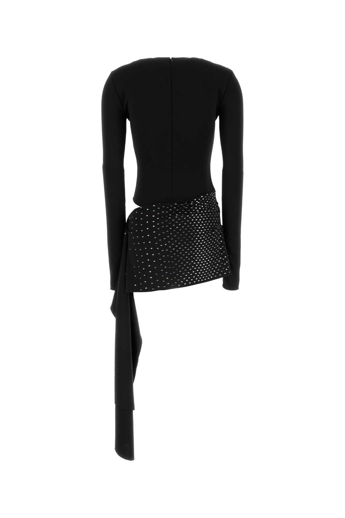 Shop Attico Black Sable Mini Dress