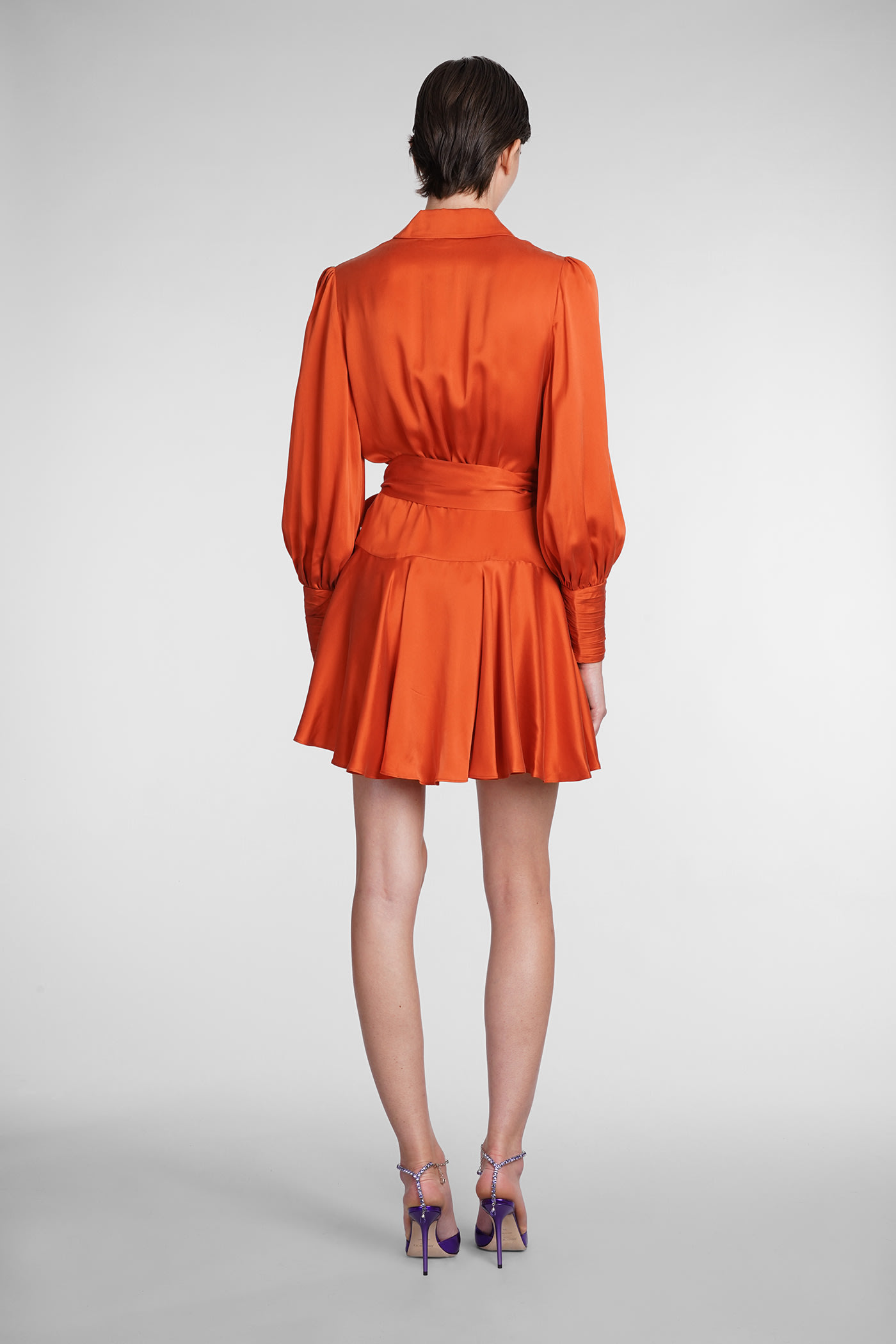 Shop Zimmermann Dress In Orange Silk