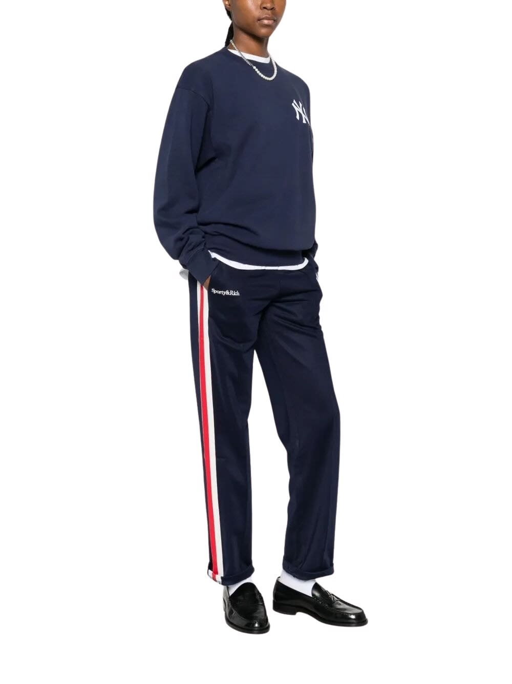 Sporty &amp; Rich Yankees Serif Track Pant In Blue