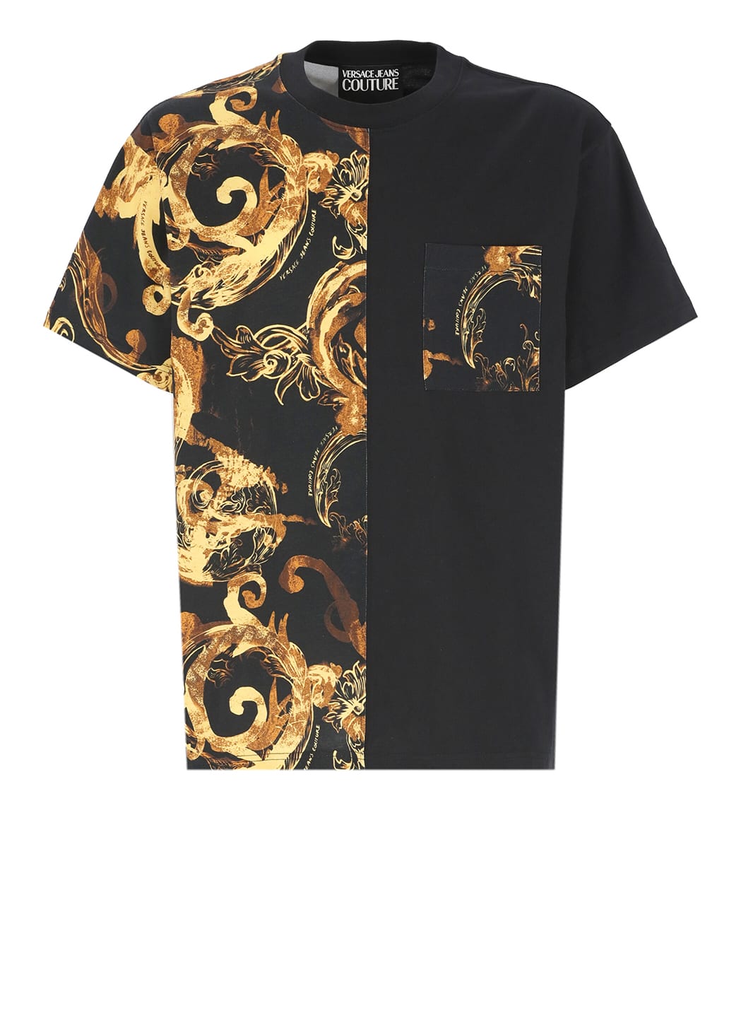 Shop Versace Jeans Couture T-shirt With Baroque Print In Black
