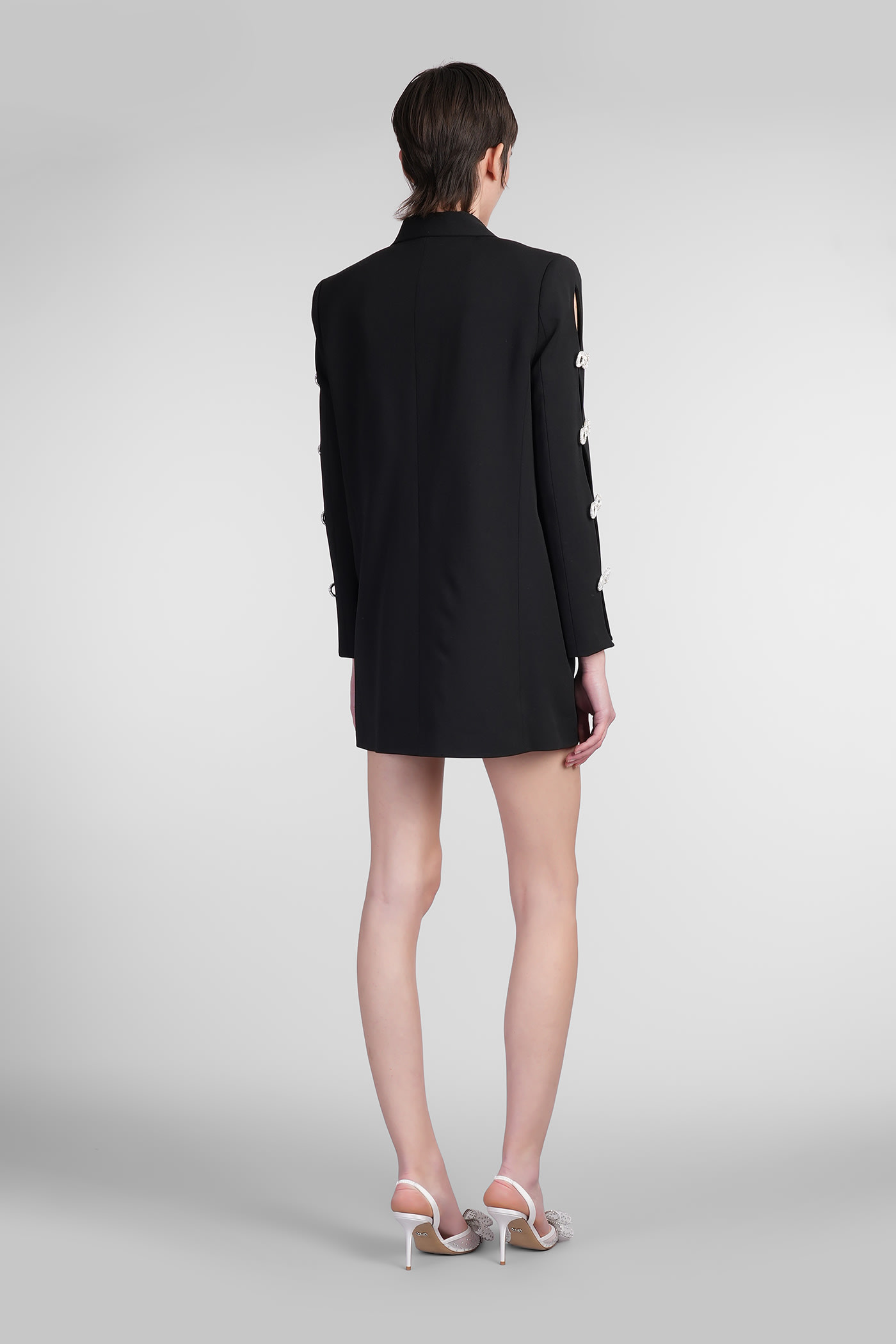 Mach & Mach Dress Woman In Black Wool In Blue