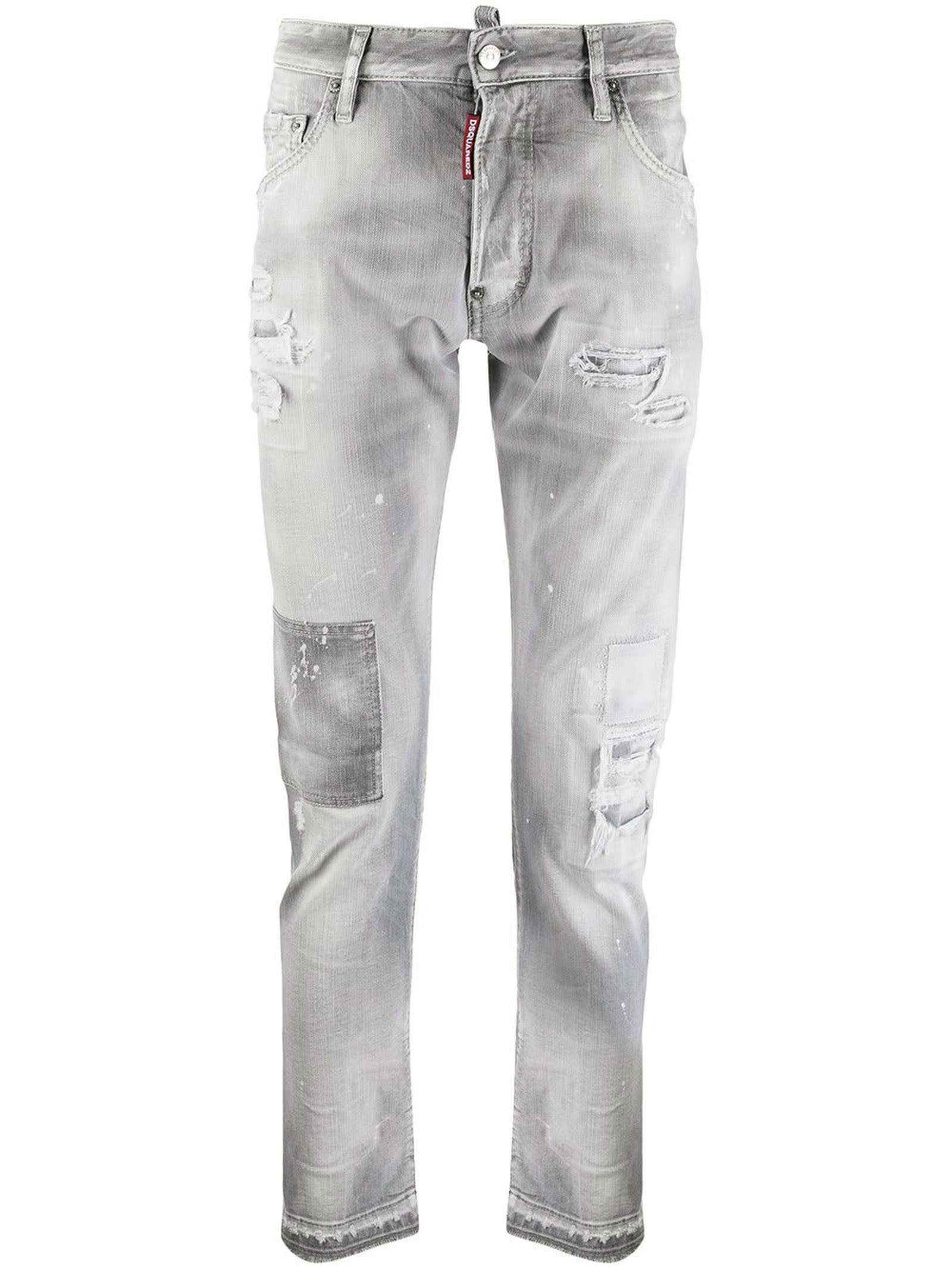 Dsquared2 Grey Stretch-cotton Denim Jeans