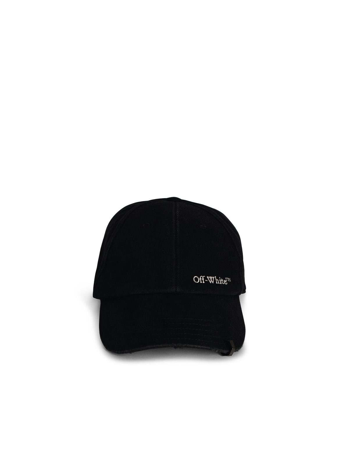 Shop Off-white Black Cotton Cap In Black/black