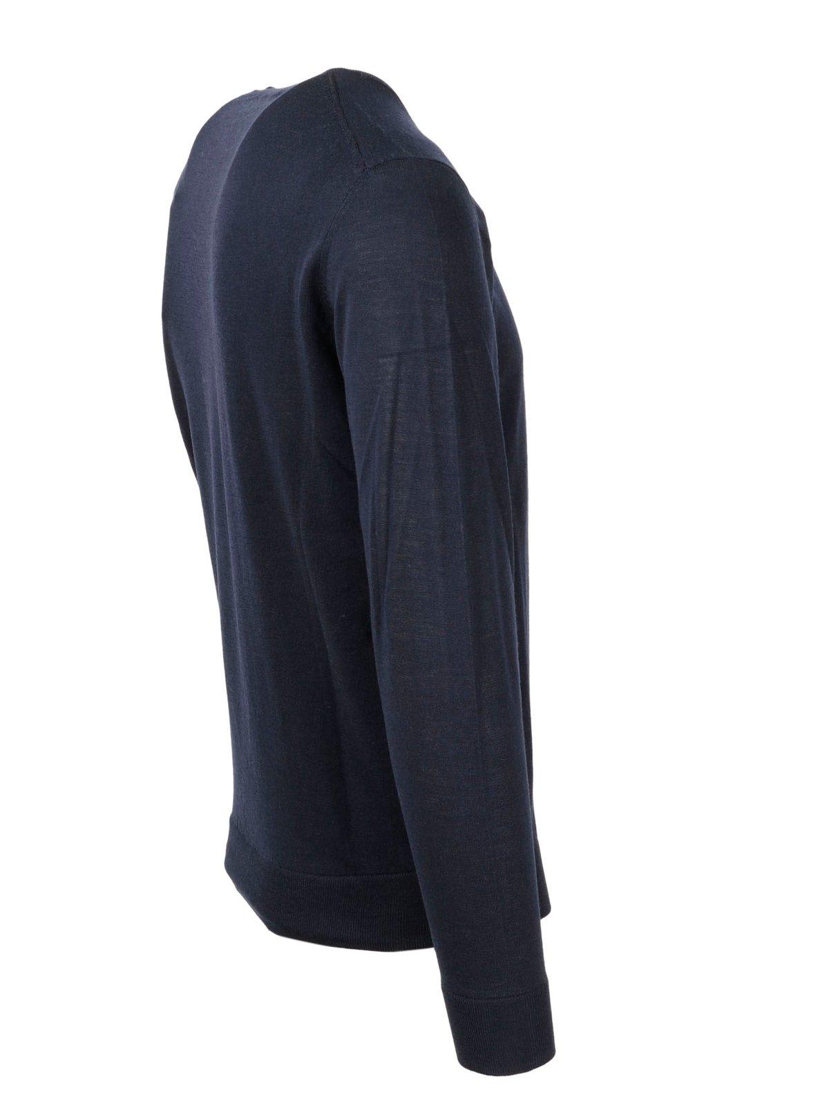 Shop Paolo Pecora Crewneck Long-sleeved Sweater In Blu Royal