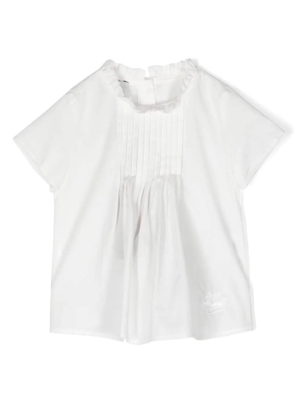 Shop Etro White Blouse With Pleated Motif