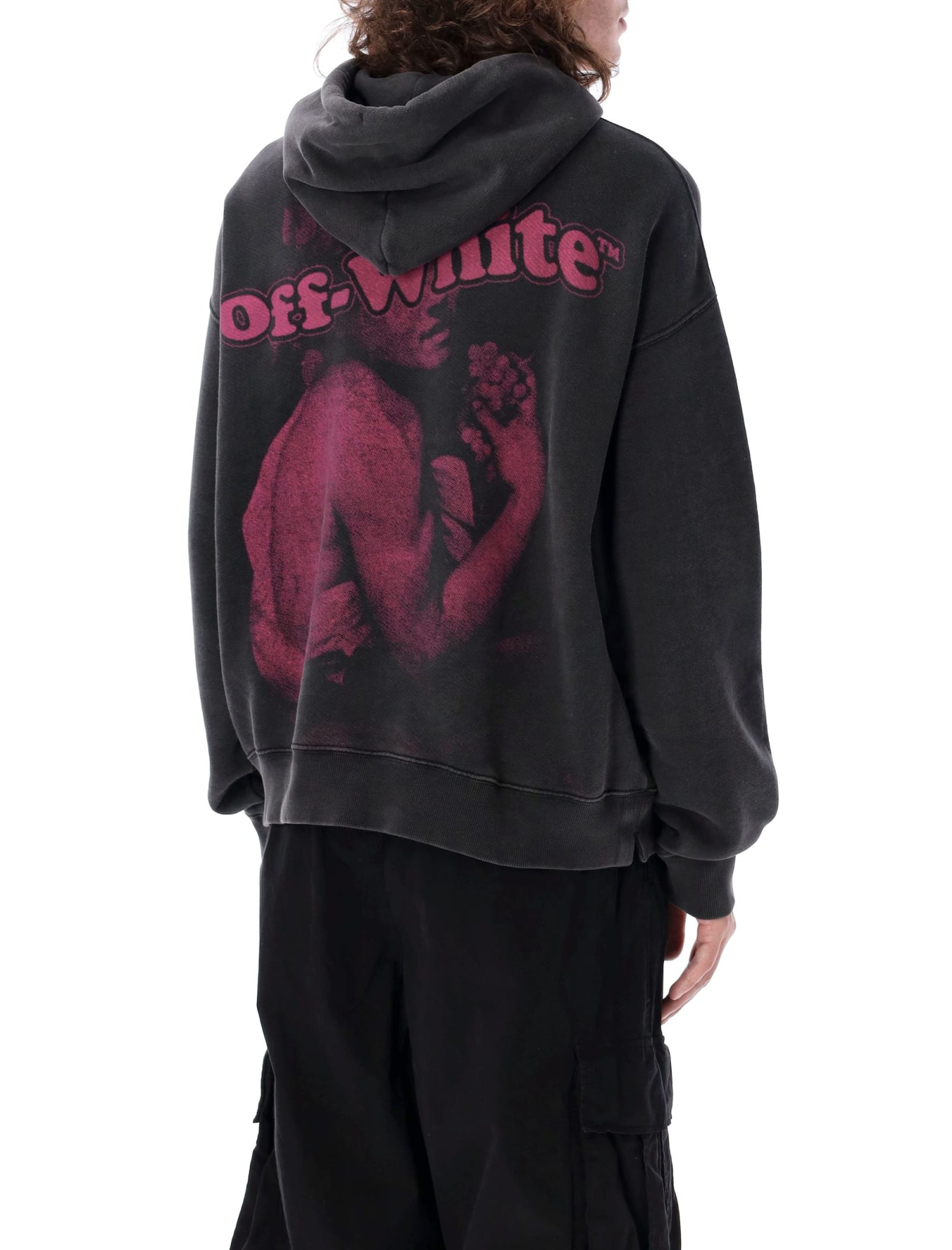 Shop Off-white Pink Bacchus Skate Hoodie In Black Fuchs