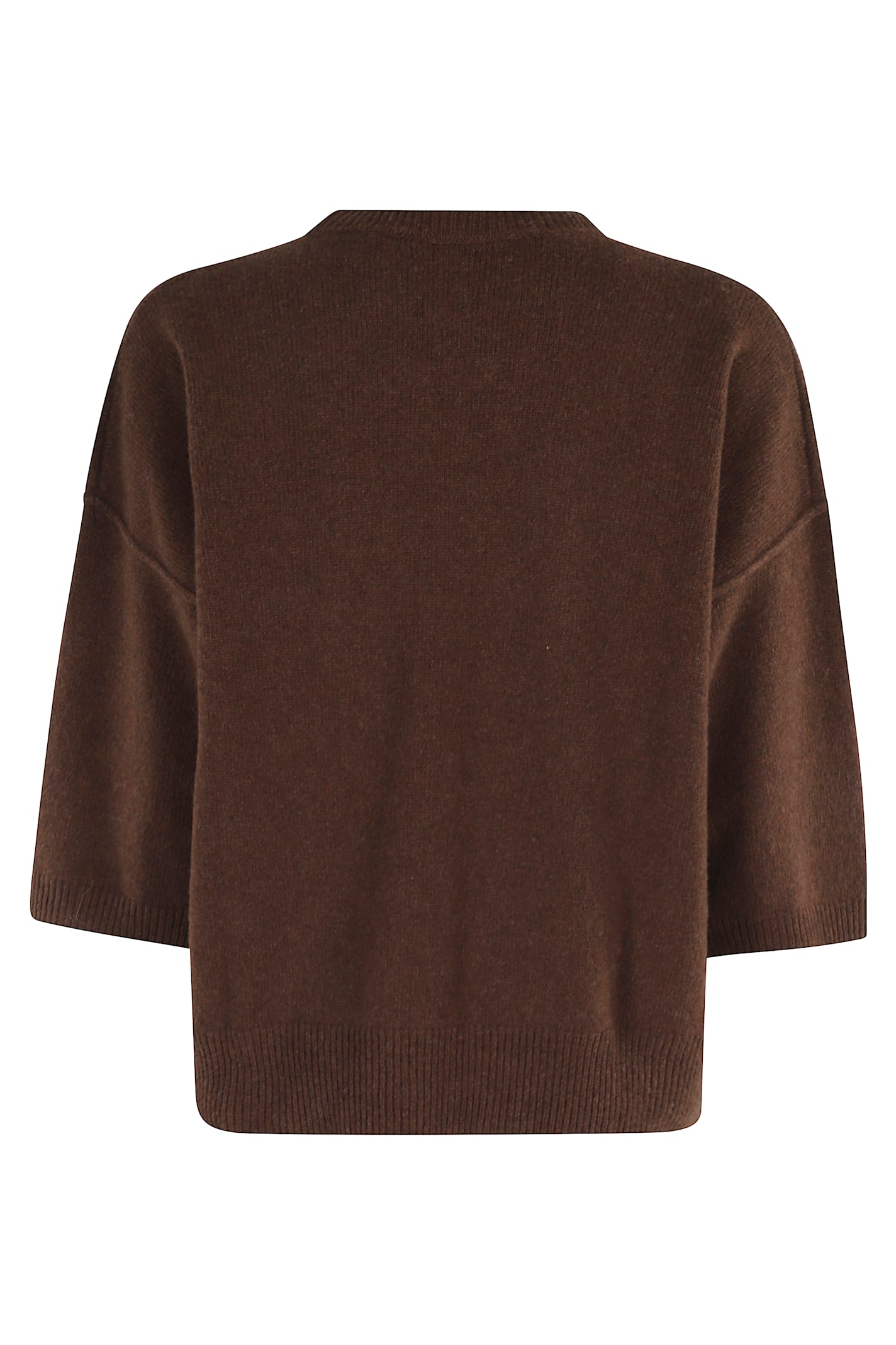 Federica Tosi Short-sleeve Cashmere-wool Sweater In Brown