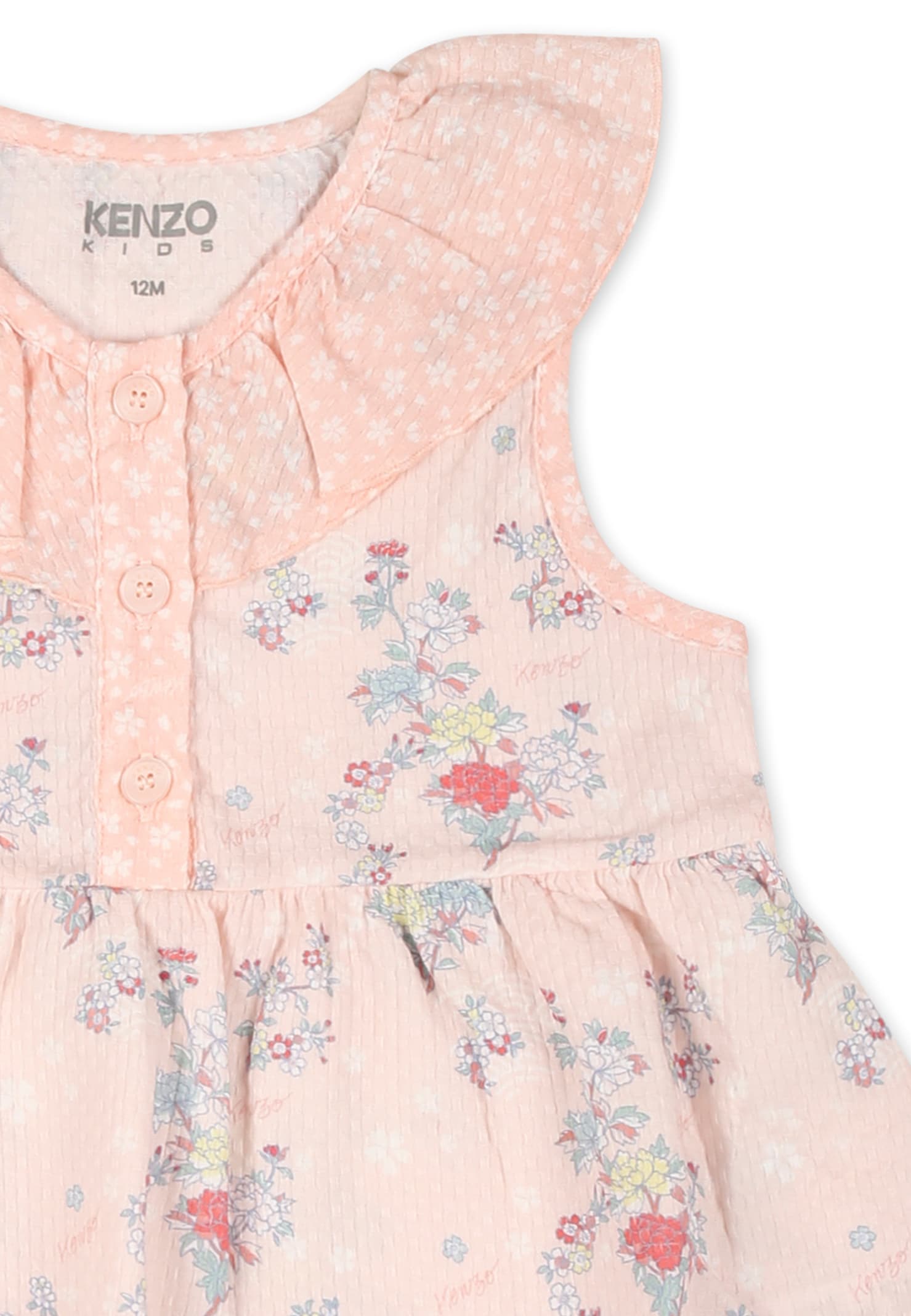 Kenzo Pink Dress For Baby Girl With Logo In Pink