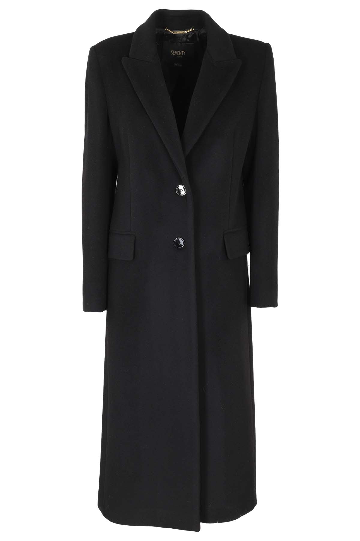 Seventy Single Breasted Coat In Nero