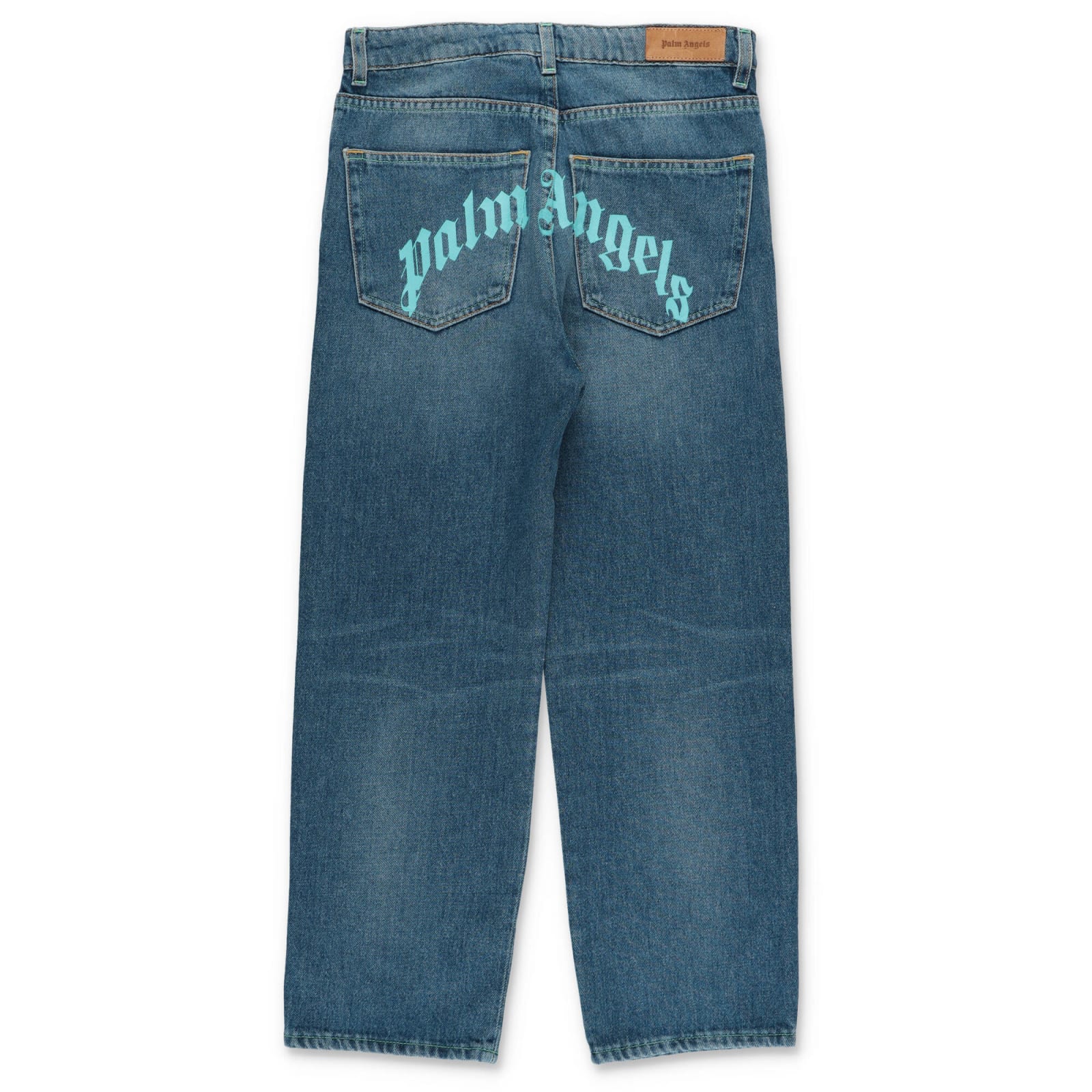 Shop Palm Angels Jeans Blu In Denim Di Cotone Bambino