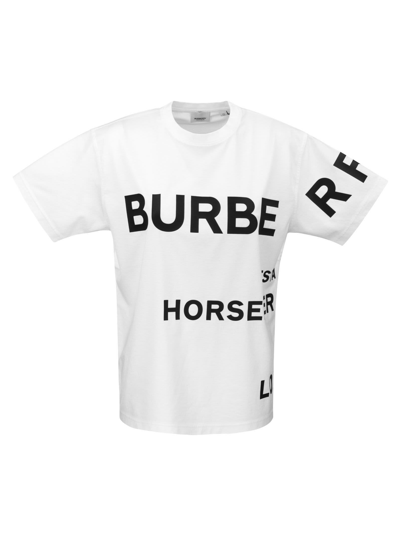 Burberry Oversized Cotton T-shirt With Horseferry Print