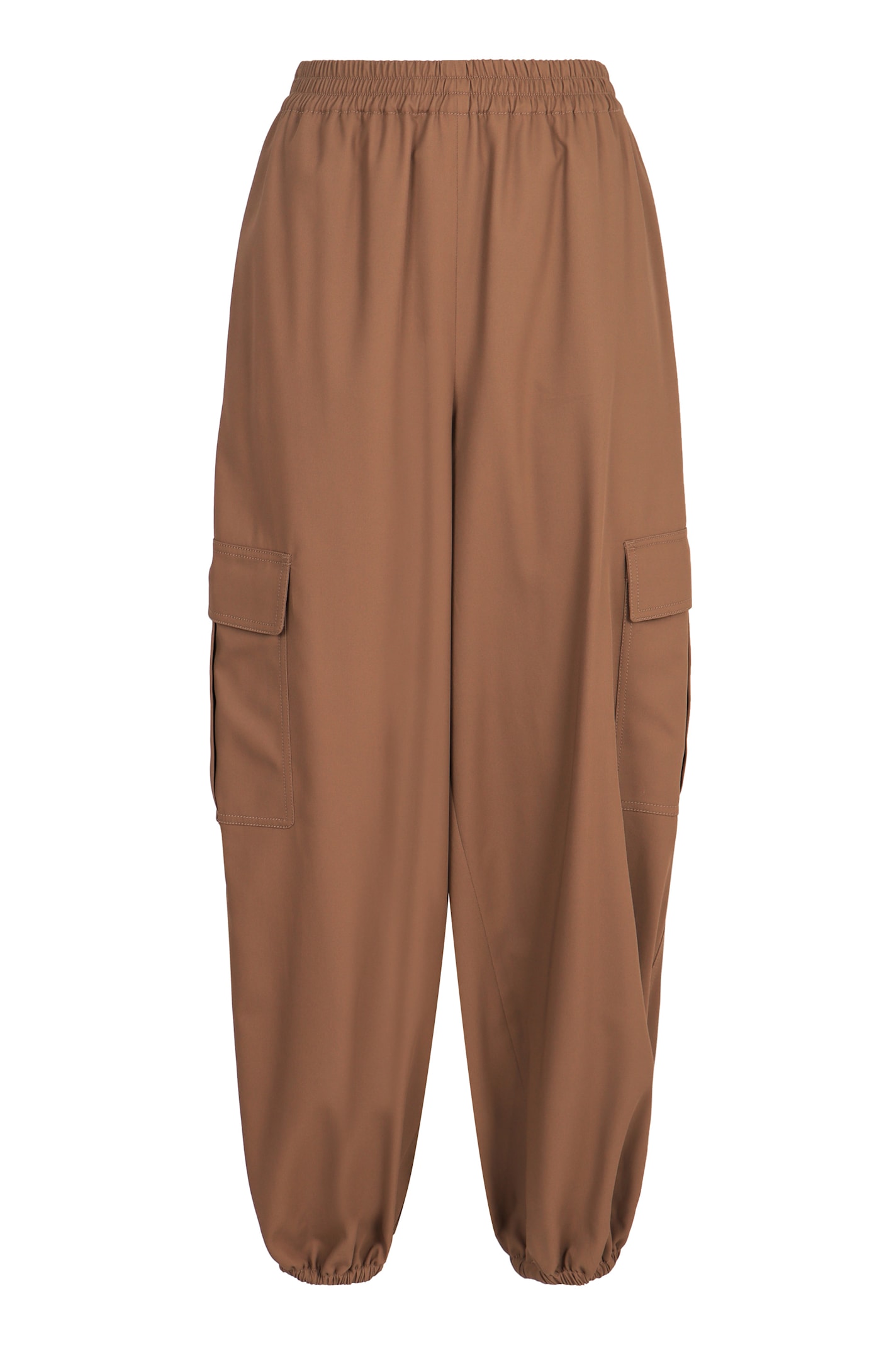 Max Mara Cotton Baggy Trousers In Brown