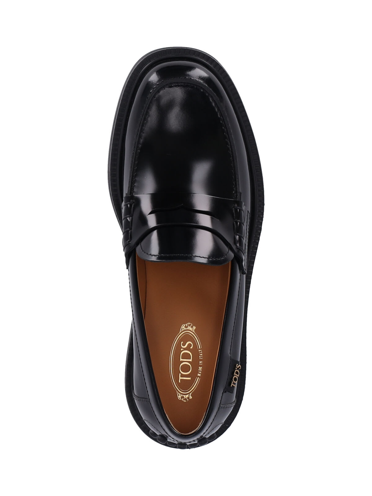 Tod's Mustard Gomma 20l Moccasins With Grommet-accented Heel In Black