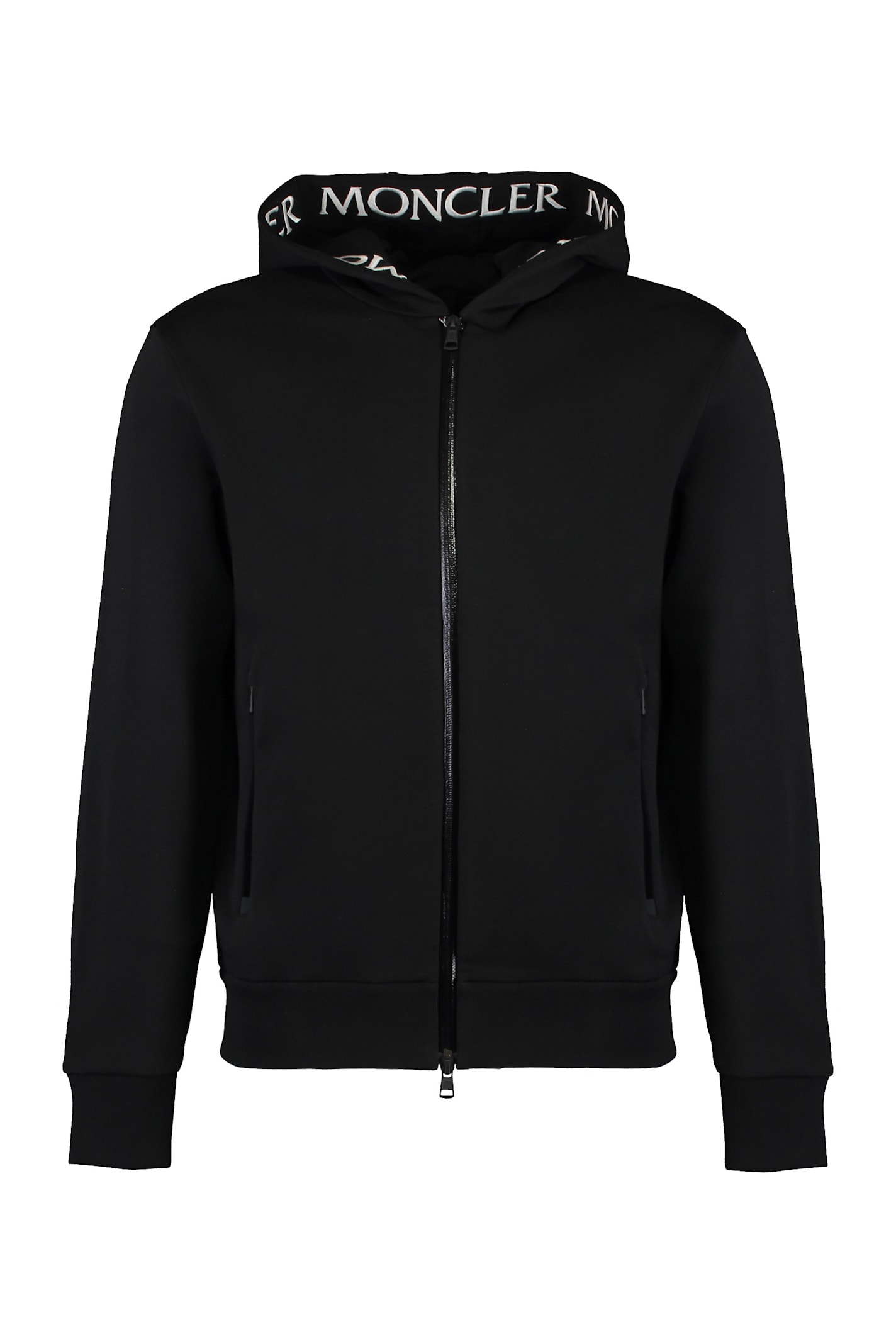 Shop Moncler Full Zip Hoodie In Black