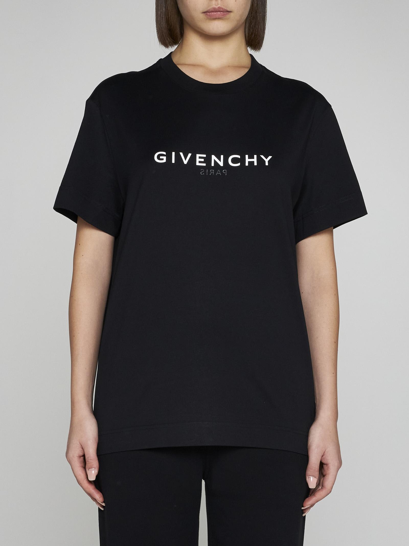 Shop Givenchy Logo Cotton T-shirt In Black