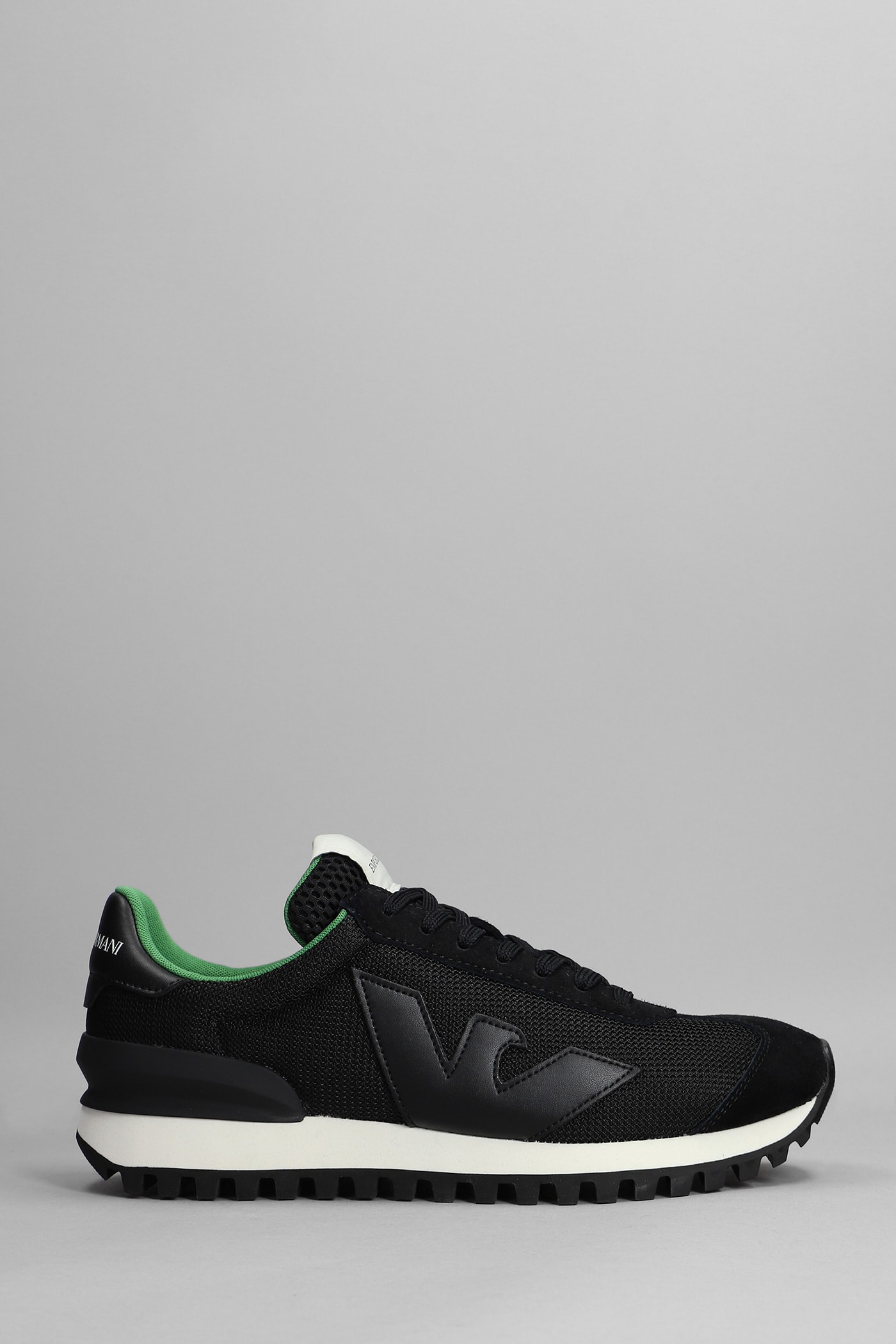 Emporio Armani Sneakers In Black Synthetic Fibers