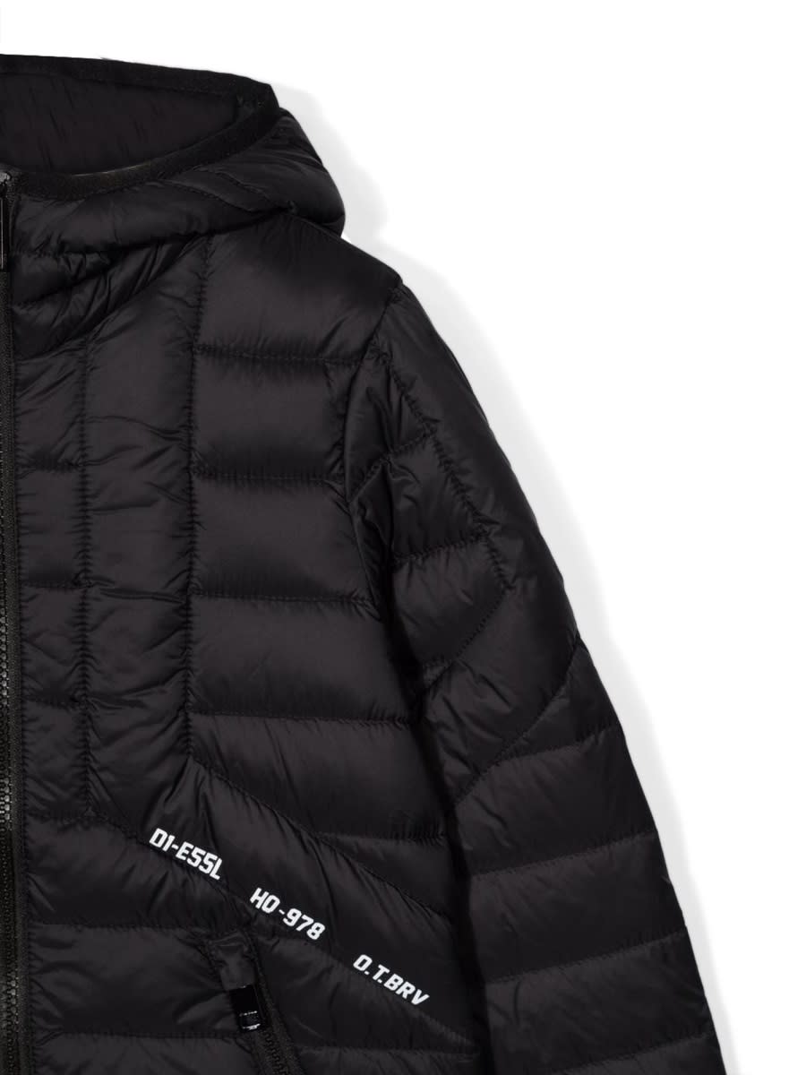 Diesel Teen Jdwain Hooded Puffer Jacket In Black