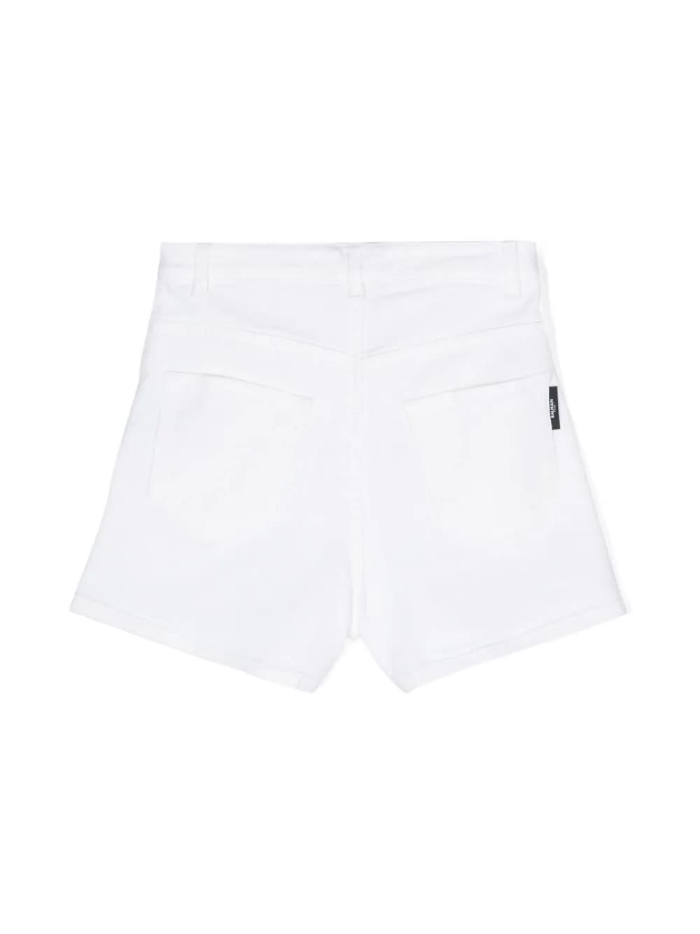 Shop Balmain Shorts Denim In White