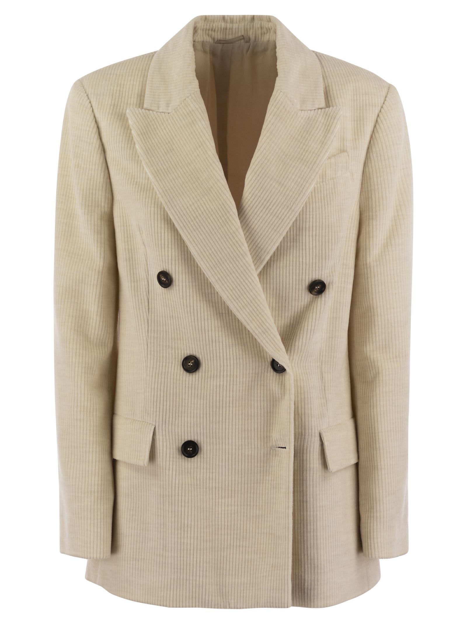 Viscose And Cotton Corduroy Jacket With Necklace