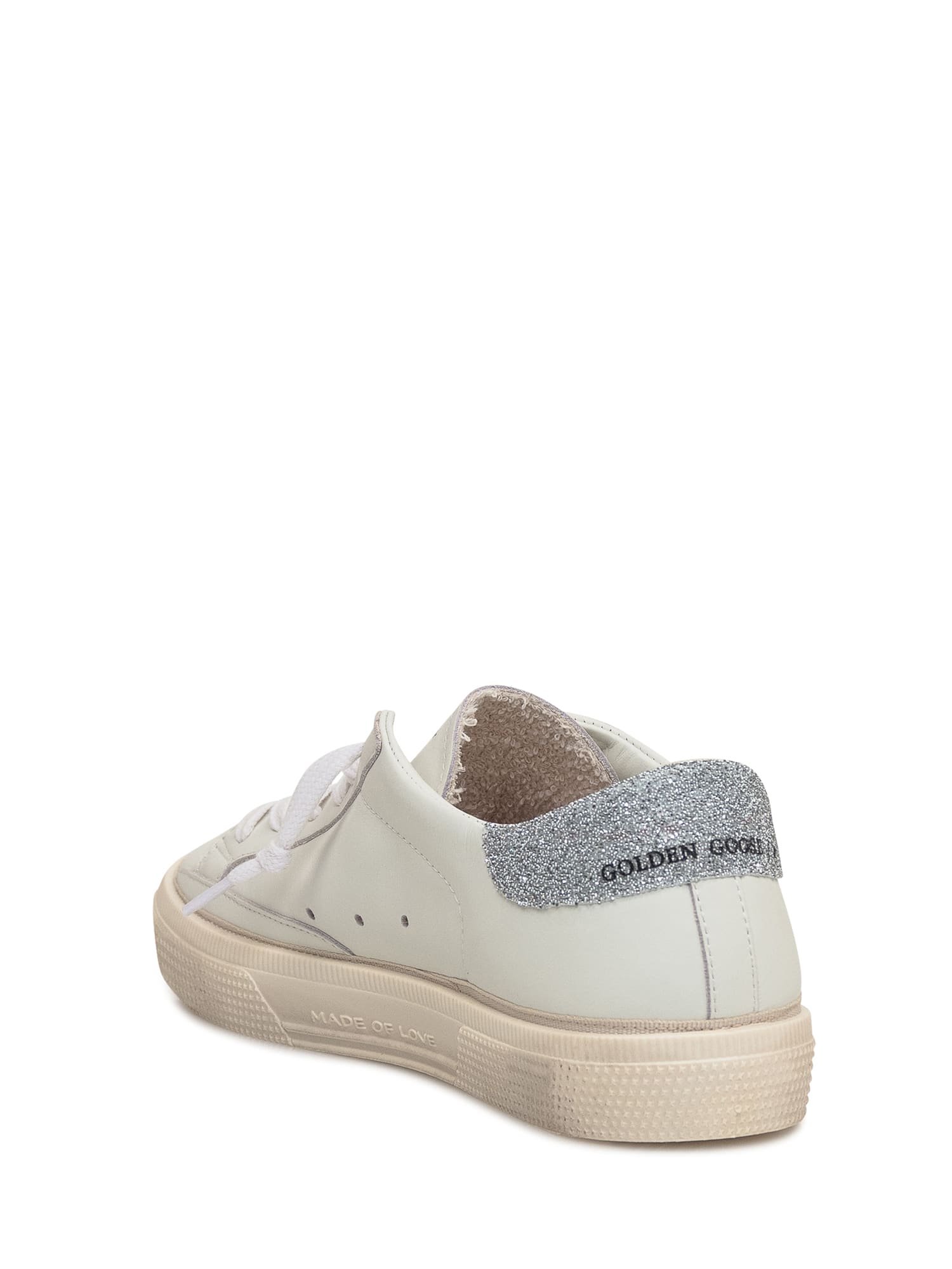 Shop Golden Goose May Upper Sneaker In Optic White/silver