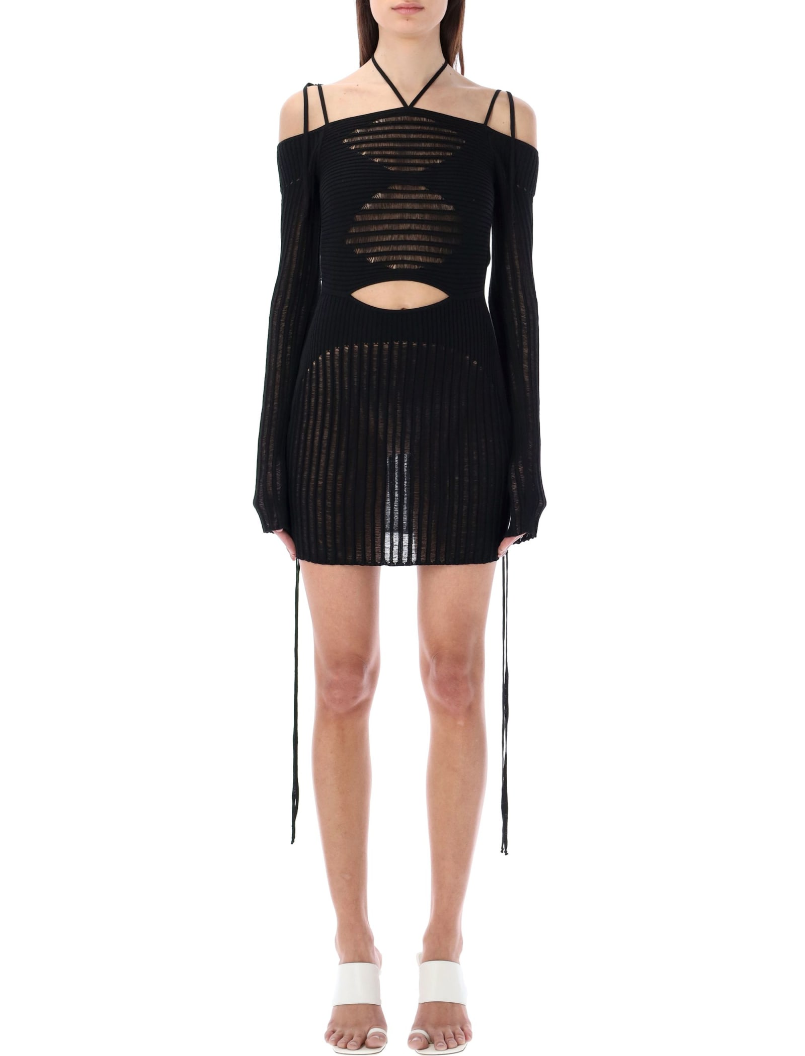 ANDREÄDAMO RIBBED KNIT MINI DRESS WITH CUT-OUT