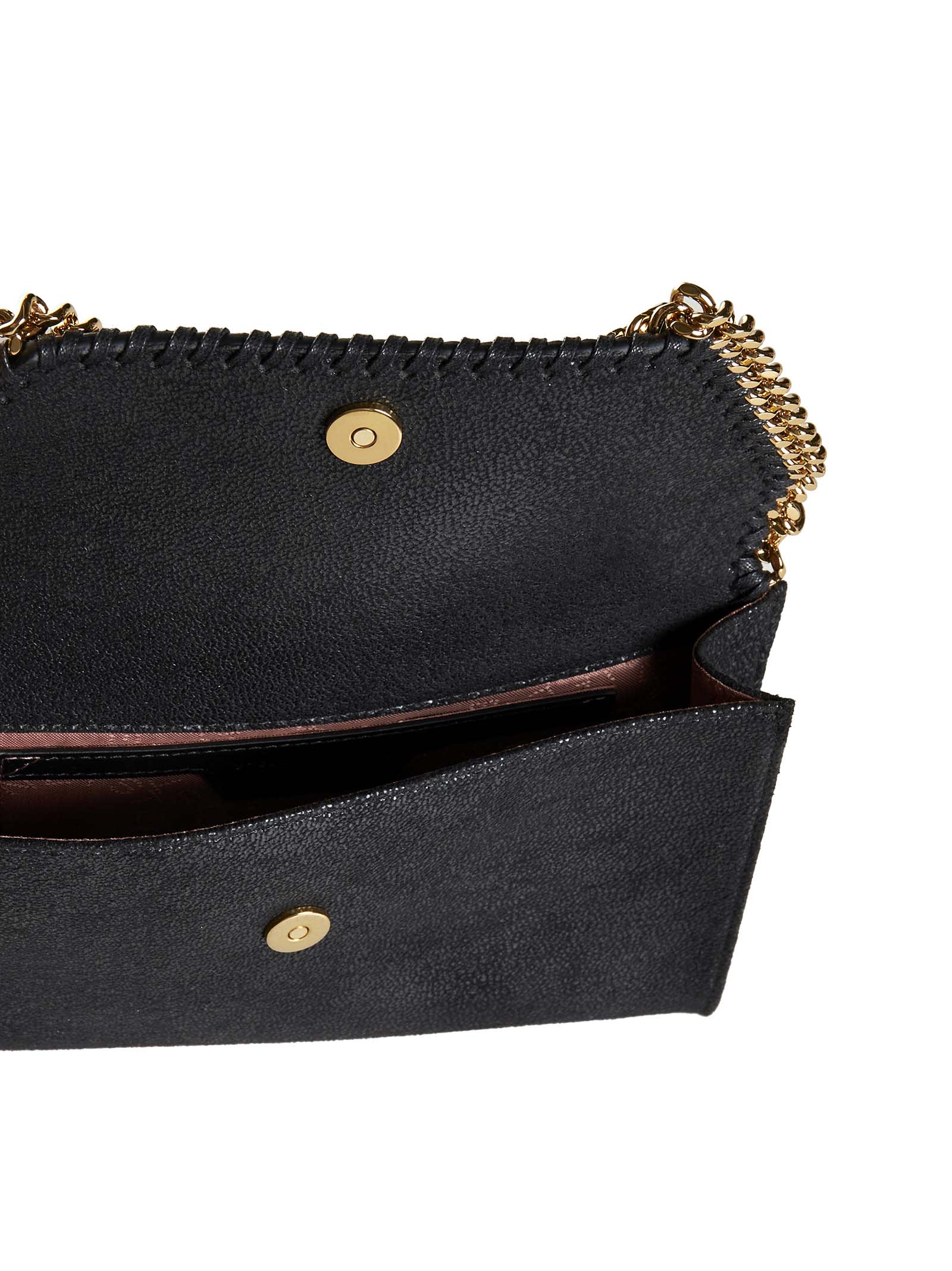 Stella Mccartney Falabella Mini Shoulder Bag In Black Polyester In Black