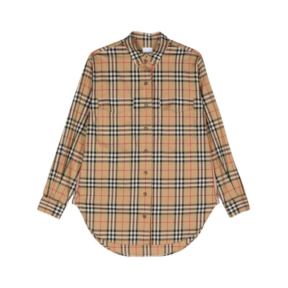 Shop Burberry Checked Buttoned Shirt In Brown/multicolour
