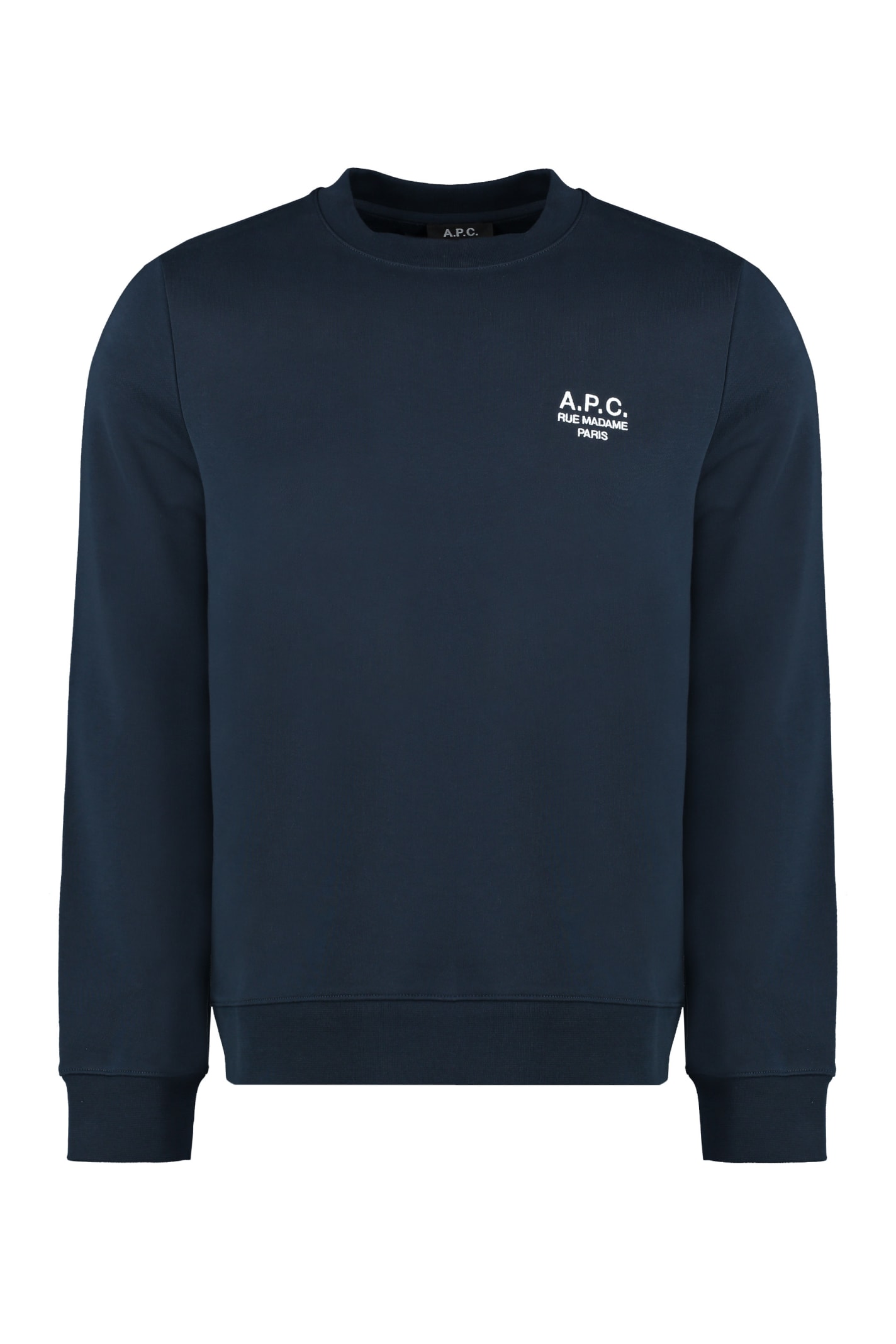 Shop Apc Cotton Crew-neck Sweatshirt In Blue
