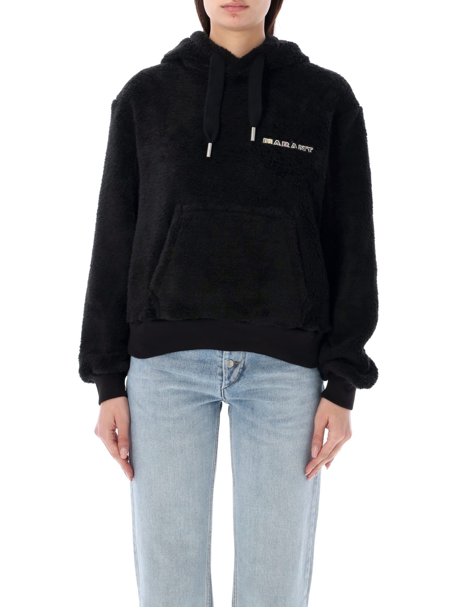 Shop Marant Etoile Meave Teddy Hoodie In Black