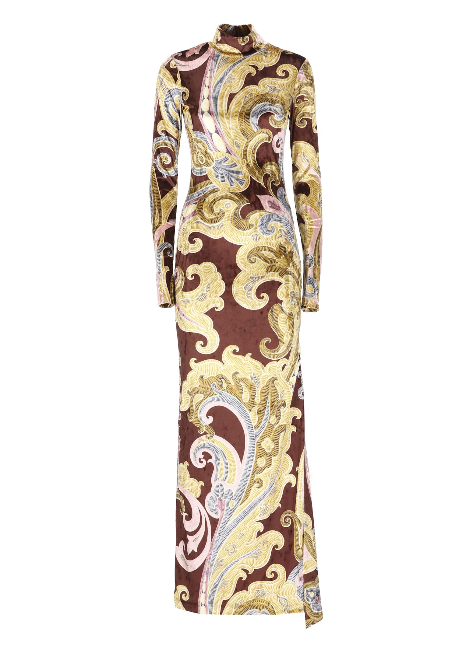 Shop Etro Velvet Dress In Brown