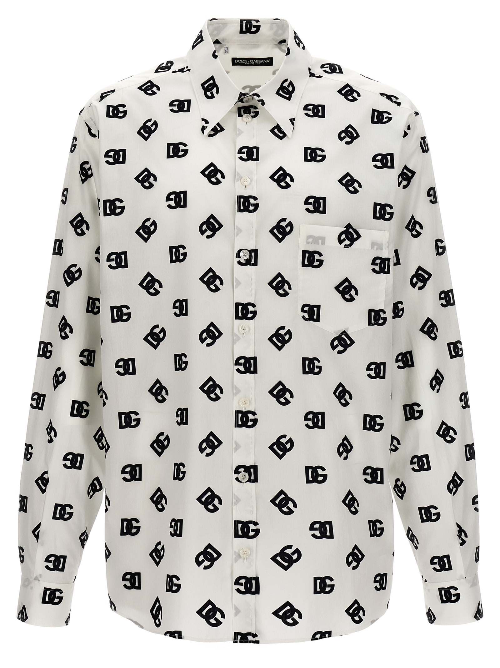 Shop Dolce & Gabbana All Over Logo Shirt In White/black