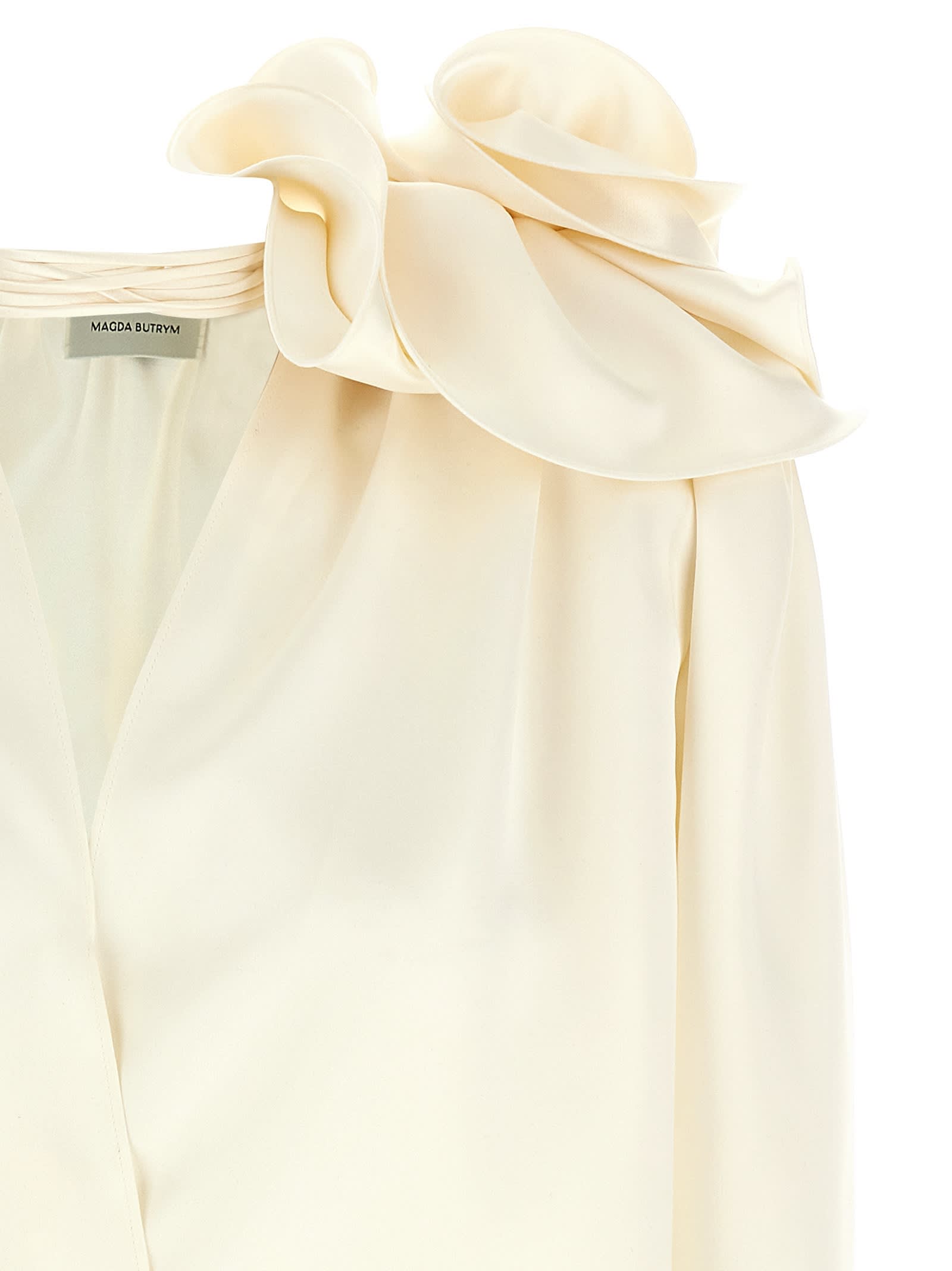 Magda Butrym Silk Blouse With V-neck In Neutral